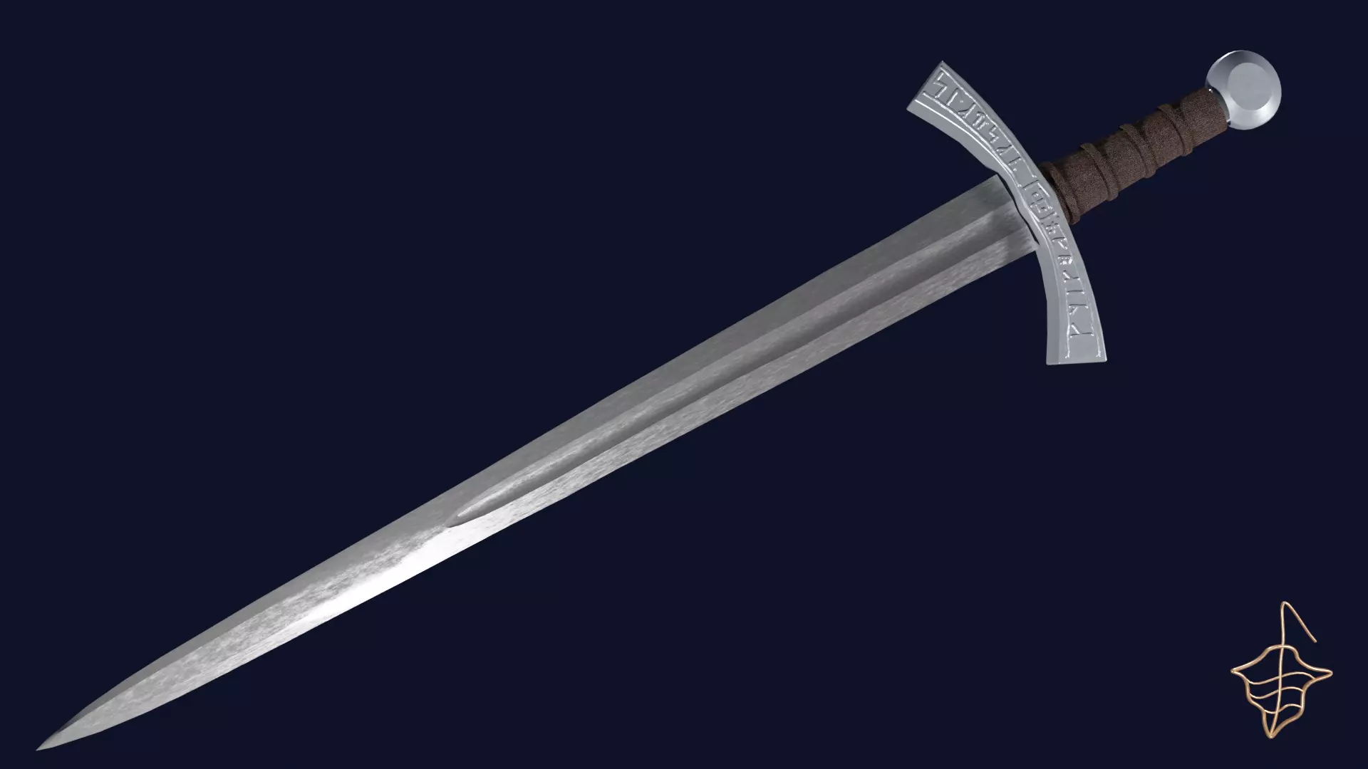 Excalibur sword with Falchion handle Low-poly 3D model_0