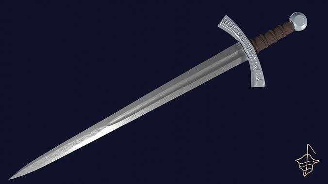 Excalibur sword with Falchion handle Low-poly 3D model
