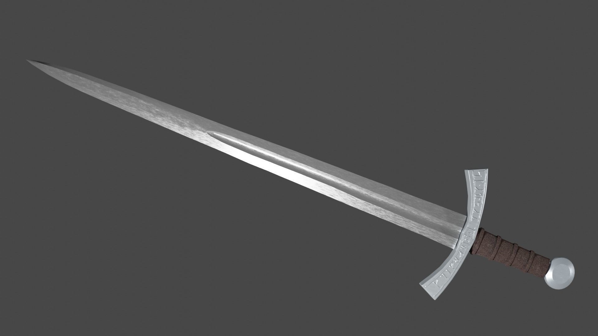 Excalibur sword with Falchion handle Low-poly 3D model_4