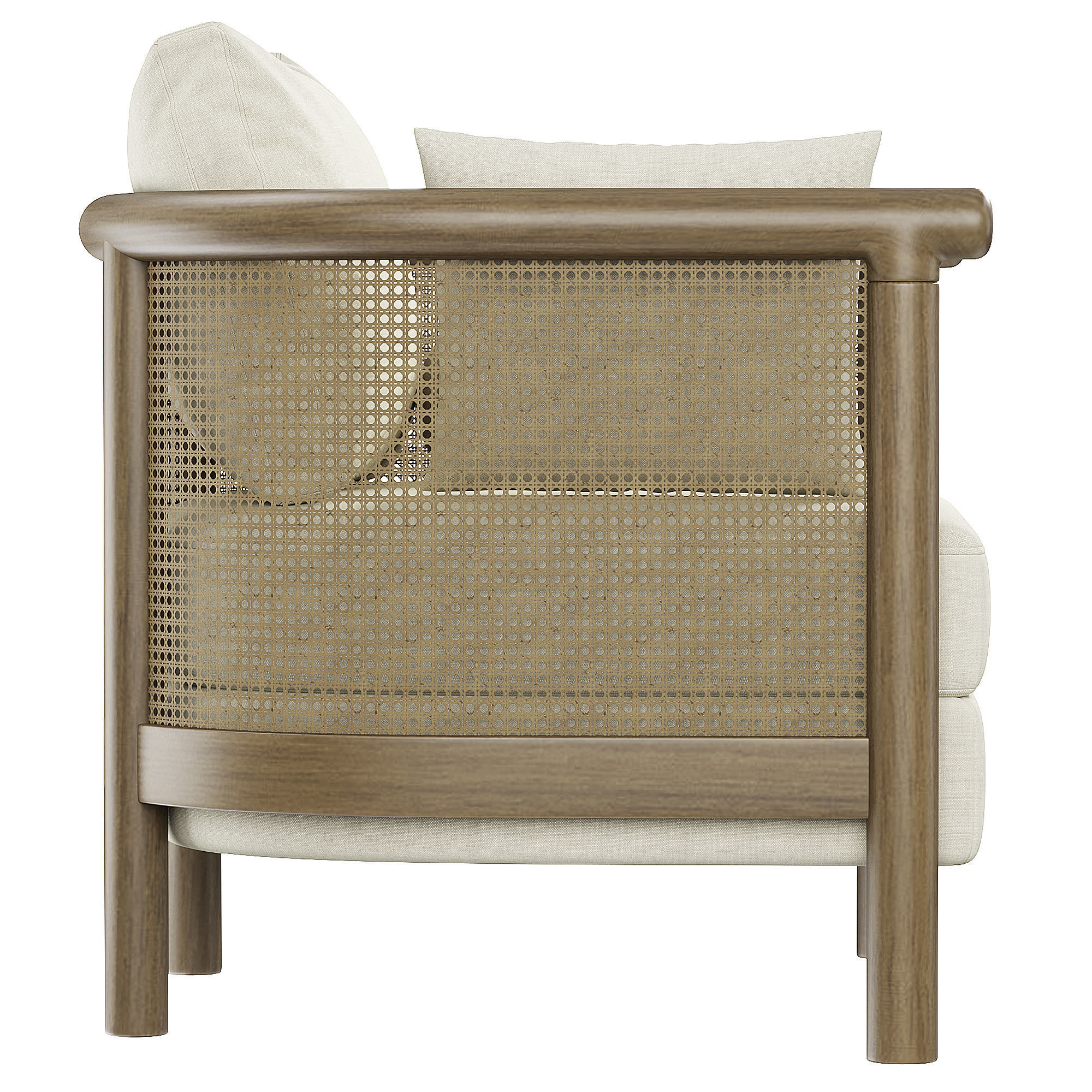 Sydney Cane Armchair Washed Linen Flax 3D model_3