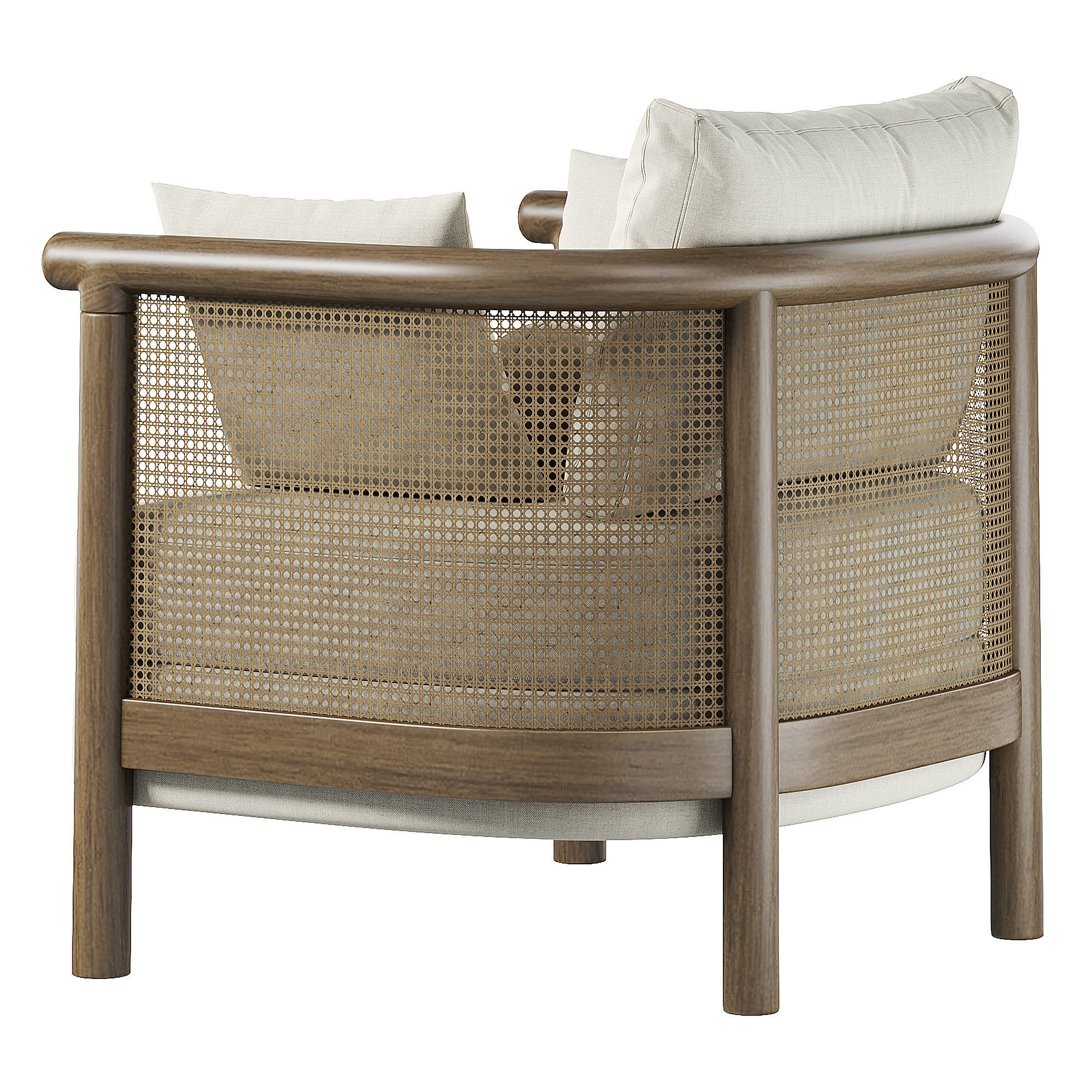 Sydney Cane Armchair Washed Linen Flax 3D model_2