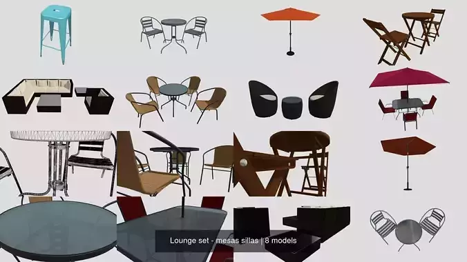 Lounge set - mesas sillas 3D Model Collection
