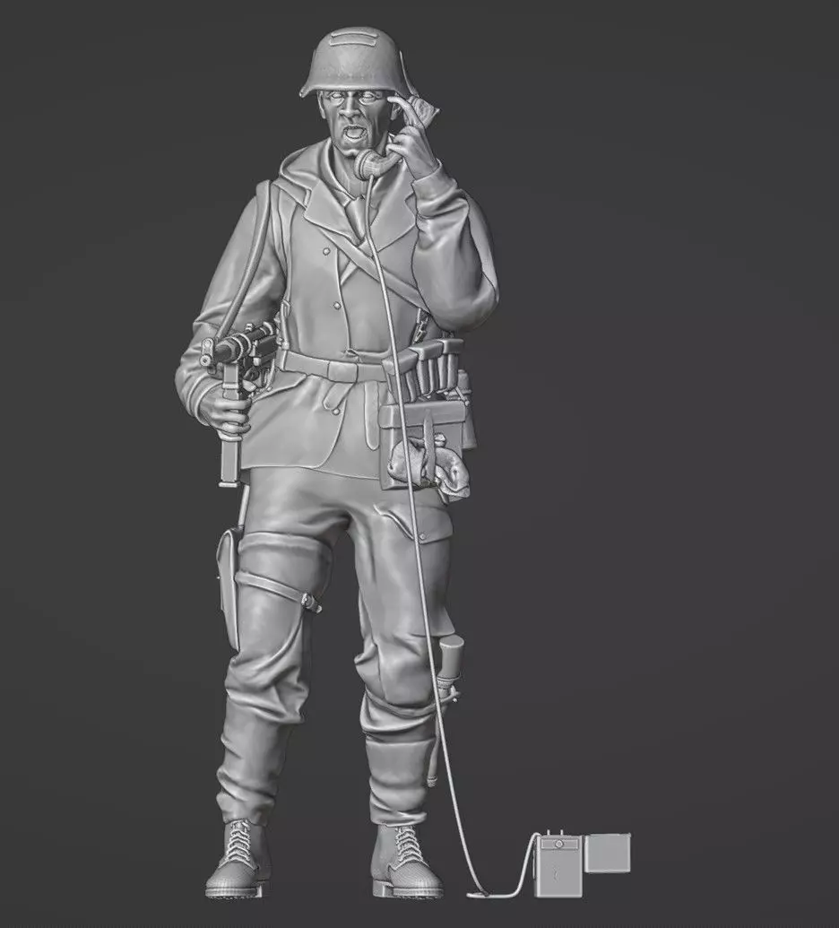 german support with Field telephone 1-35 3D print model_0