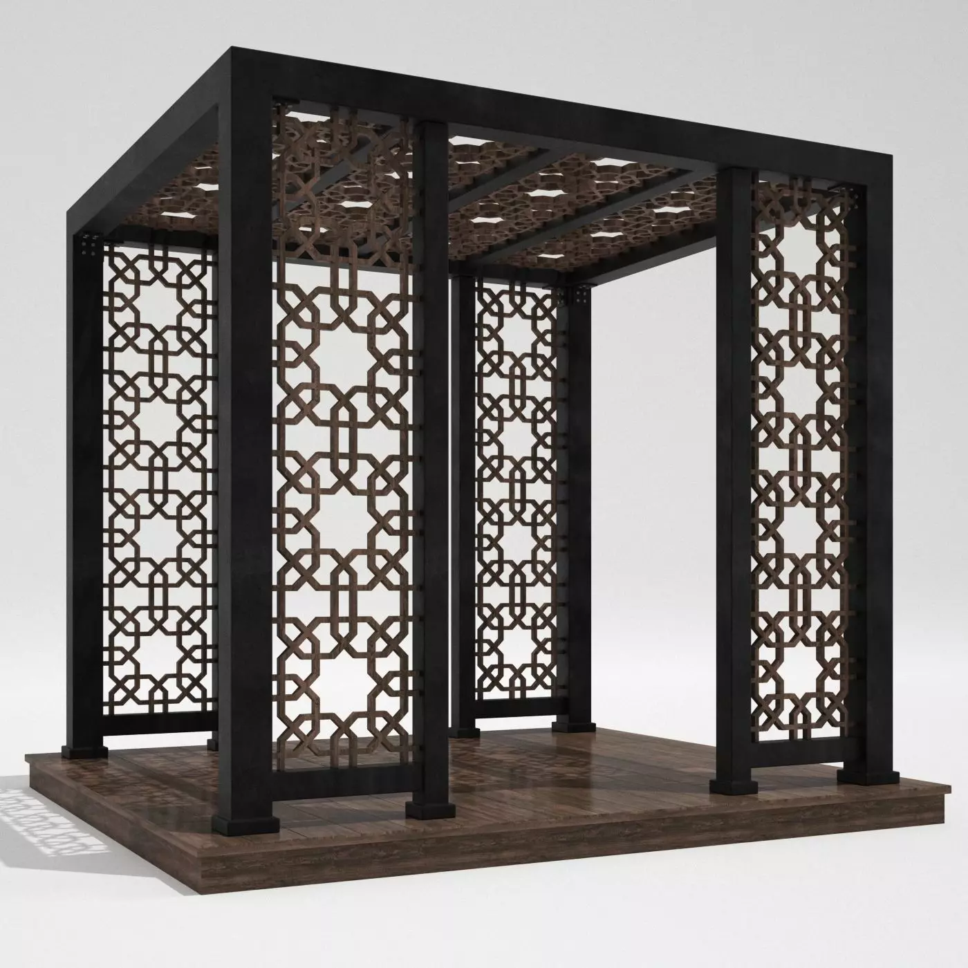 Traditional Arabic pattern gazebo 3D model_0