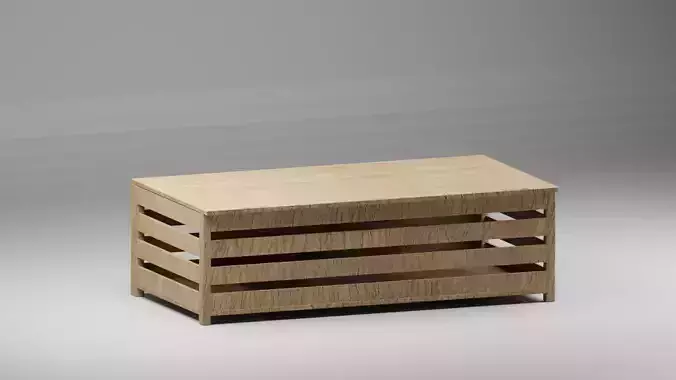 wooden box  Low-poly 3D model