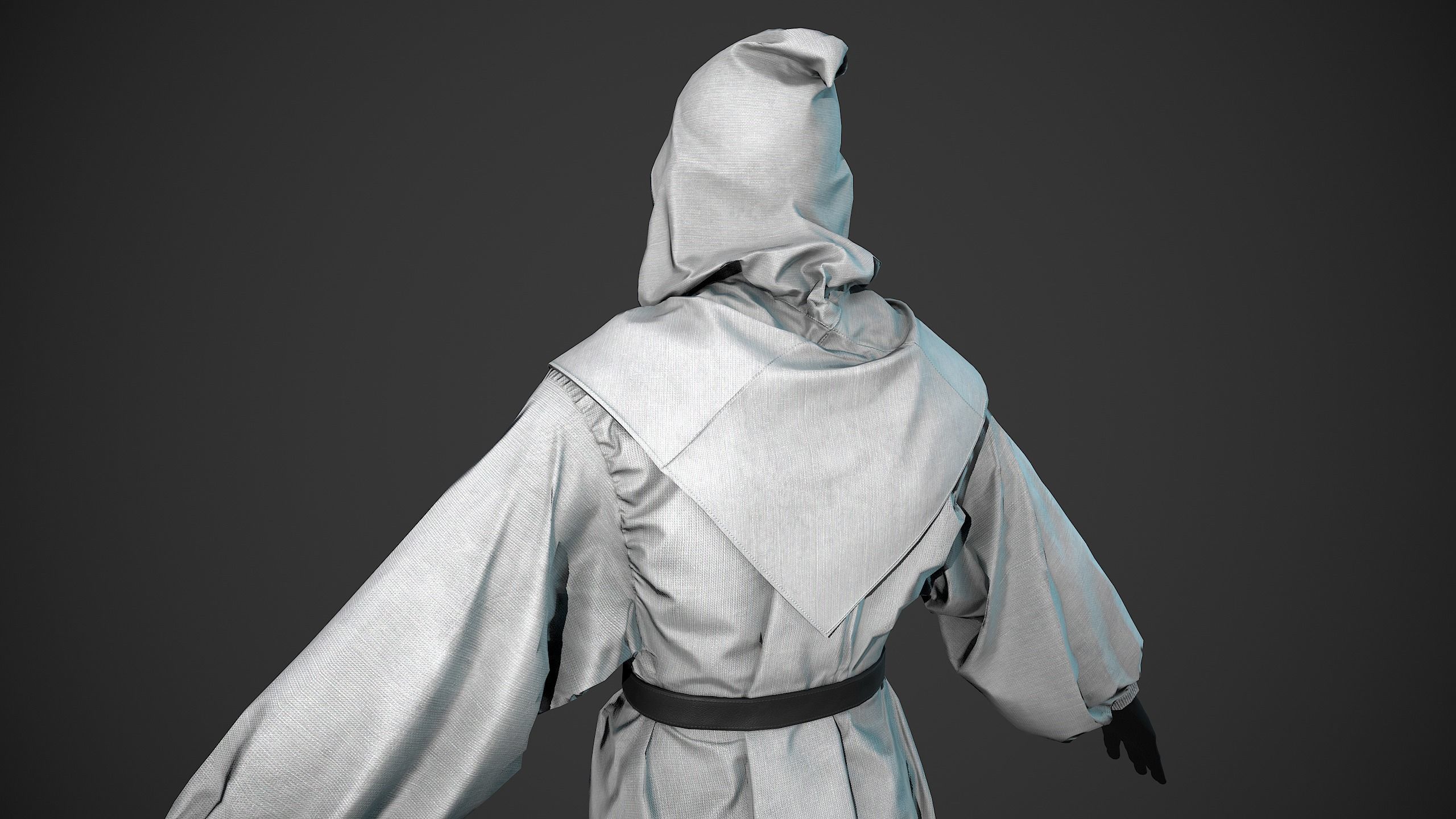 White Medieval Outfit Low-poly 3D model_7