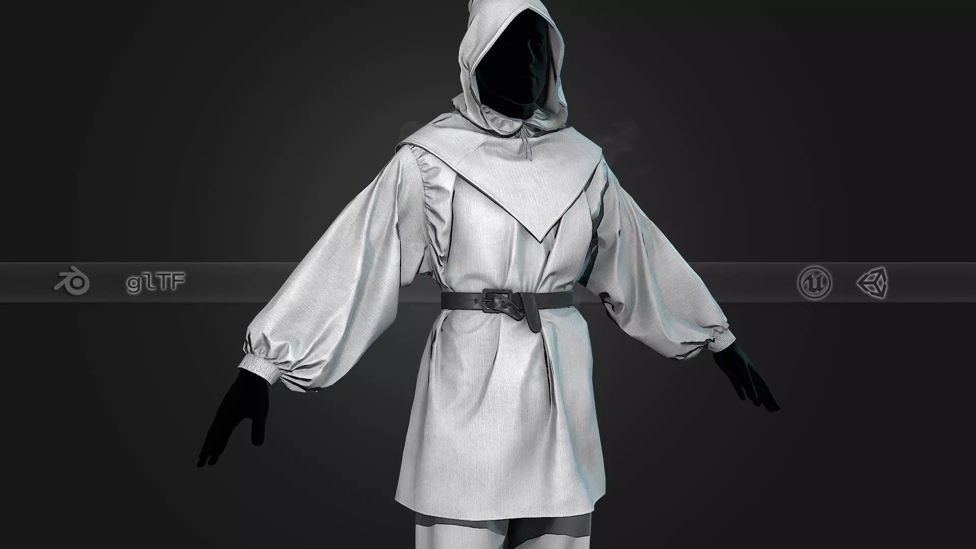 White Medieval Outfit Low-poly 3D model_0