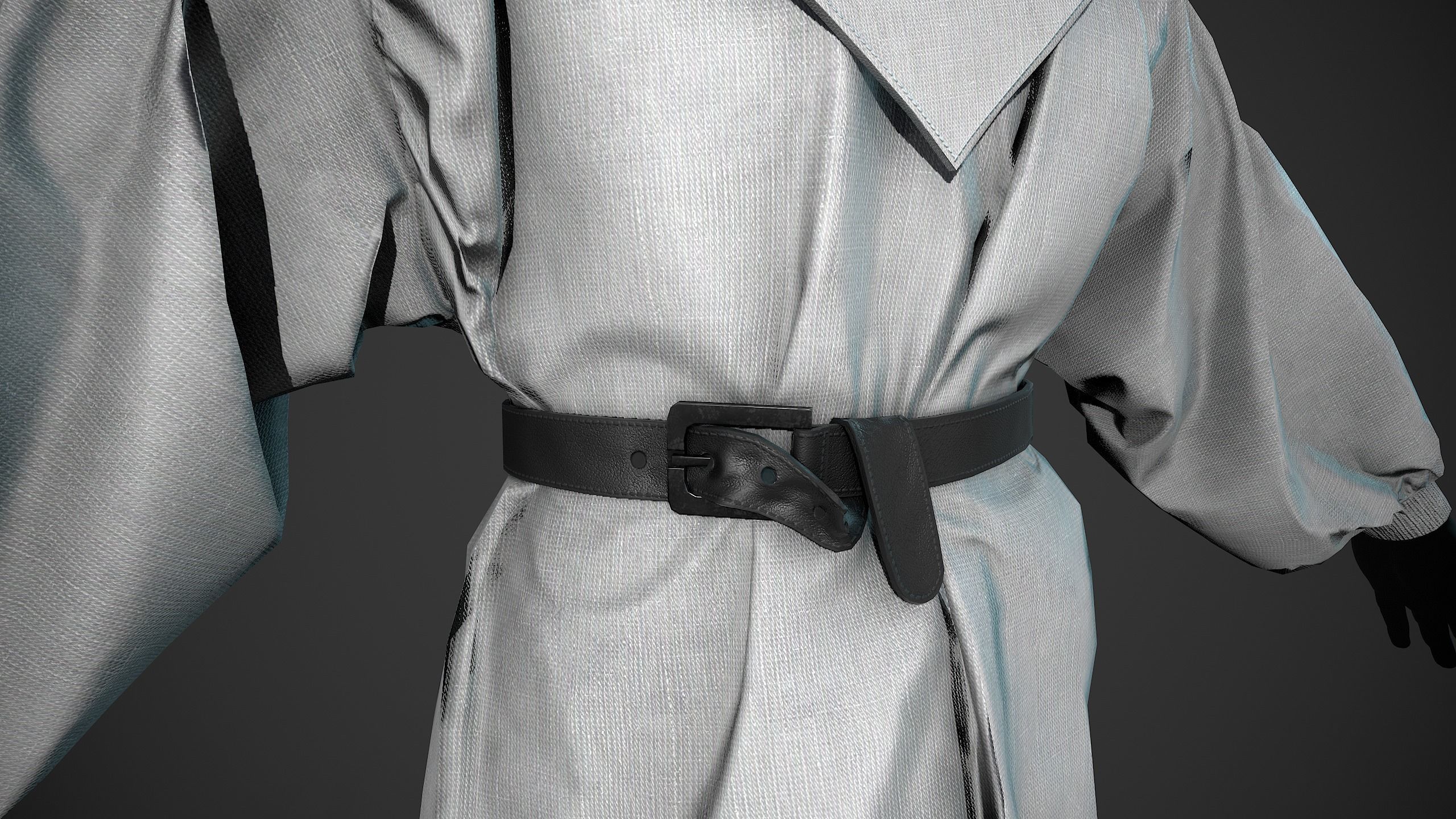 White Medieval Outfit Low-poly 3D model_5