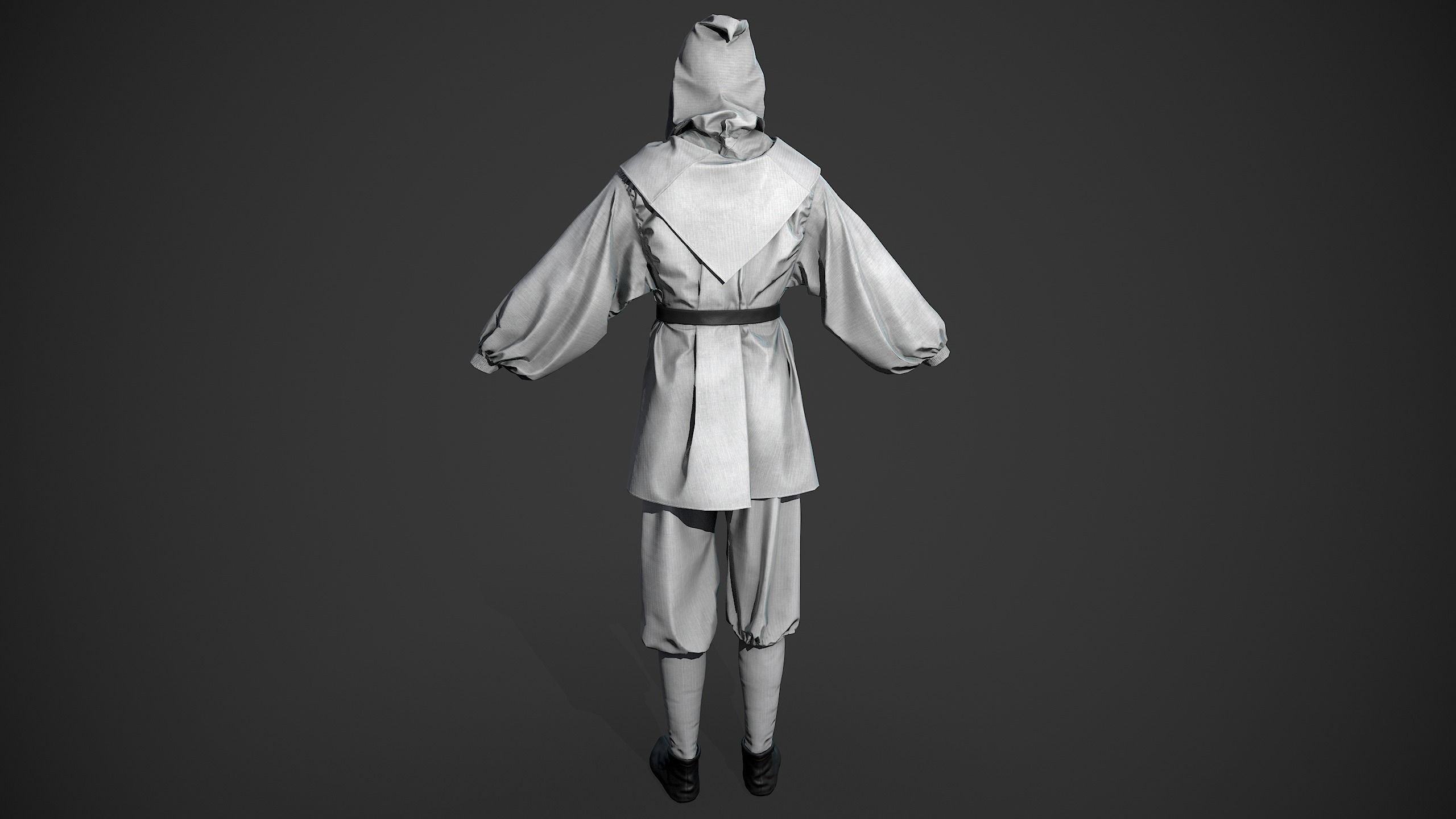 White Medieval Outfit Low-poly 3D model_11