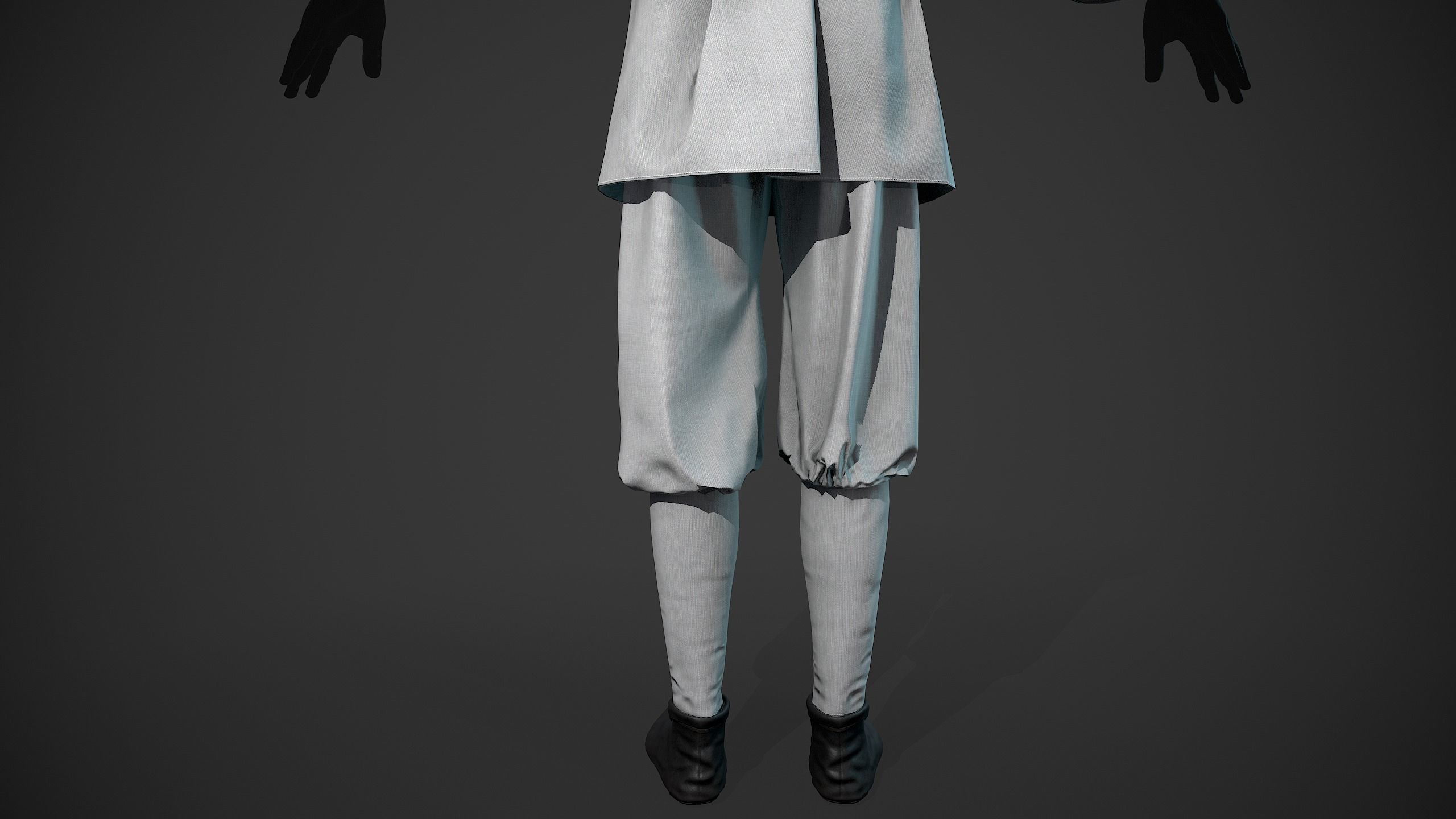 White Medieval Outfit Low-poly 3D model_8