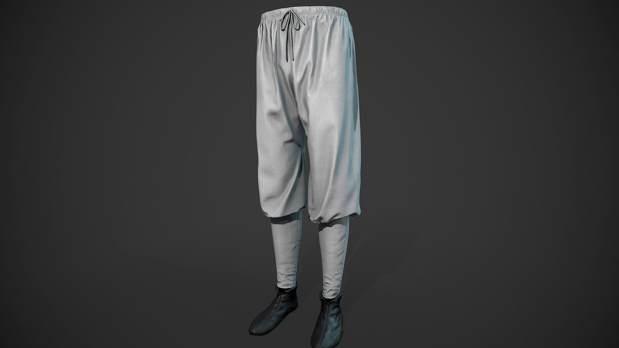 White Medieval Outfit Low-poly 3D model_16
