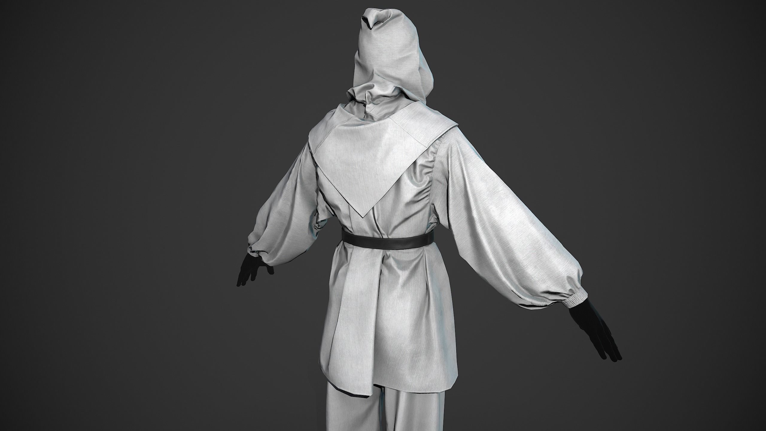 White Medieval Outfit Low-poly 3D model_3