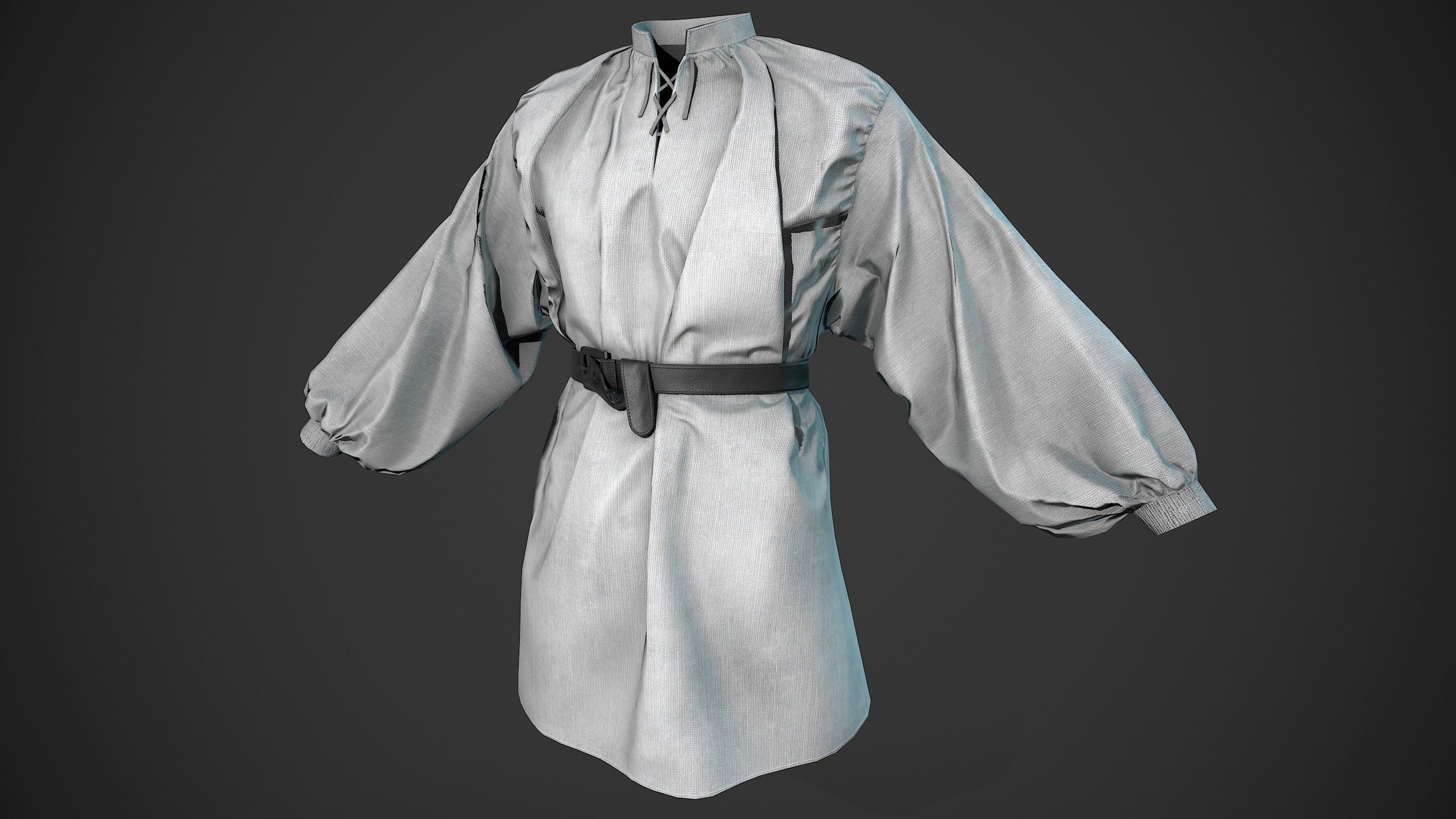 White Medieval Outfit Low-poly 3D model_14