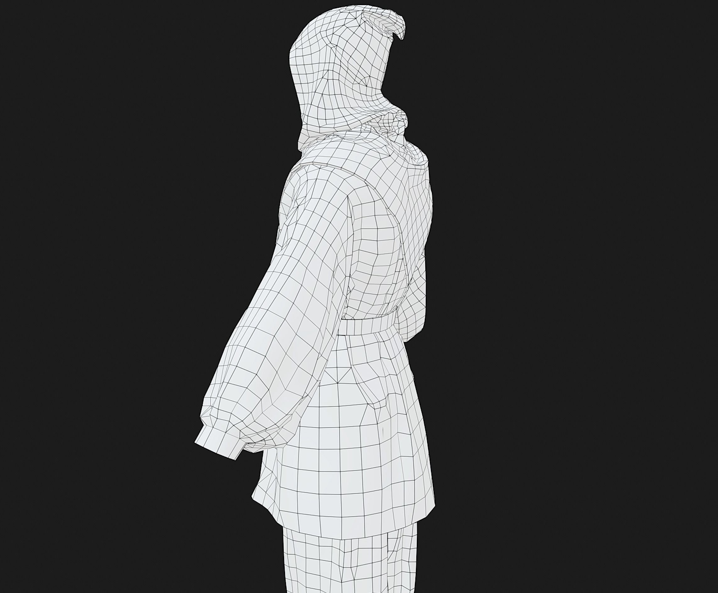 White Medieval Outfit Low-poly 3D model_21