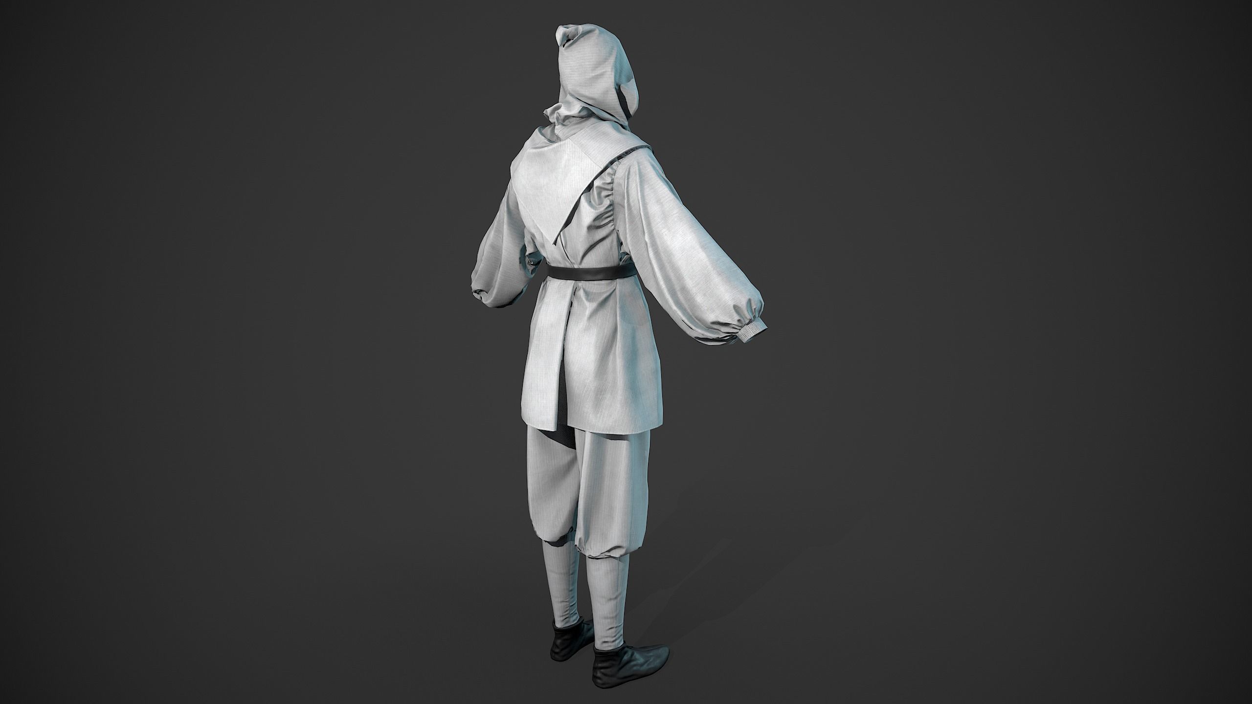 White Medieval Outfit Low-poly 3D model_10