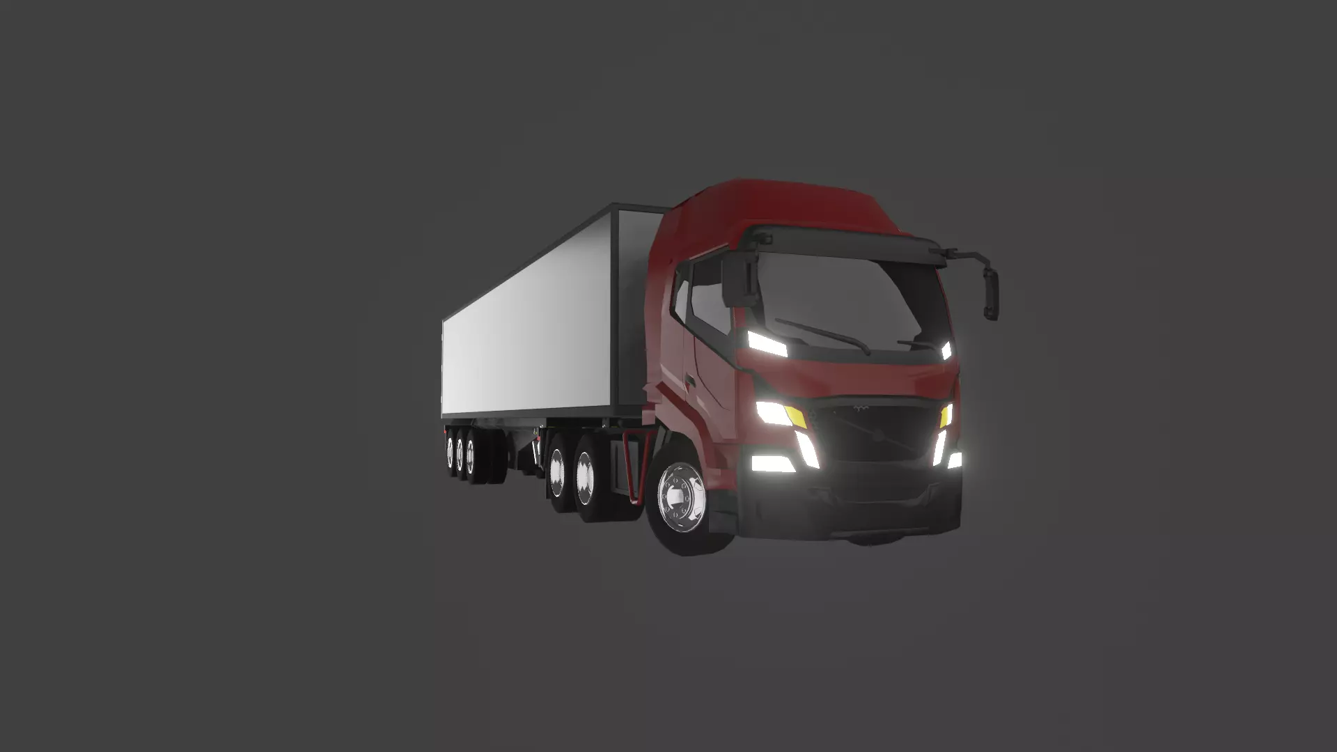 Semi trailer truck Low-poly 3D model