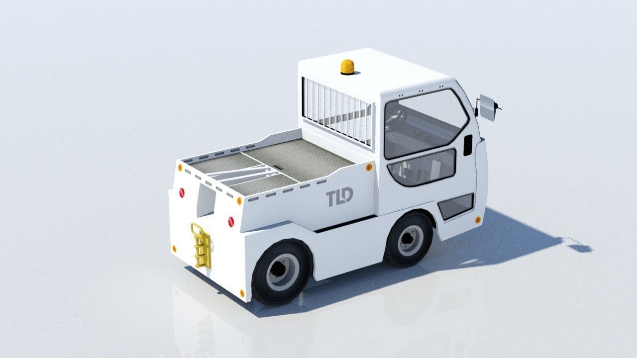 Small JET 16  bagagge tractor static low poly ground equipment Low-poly 3D model_3