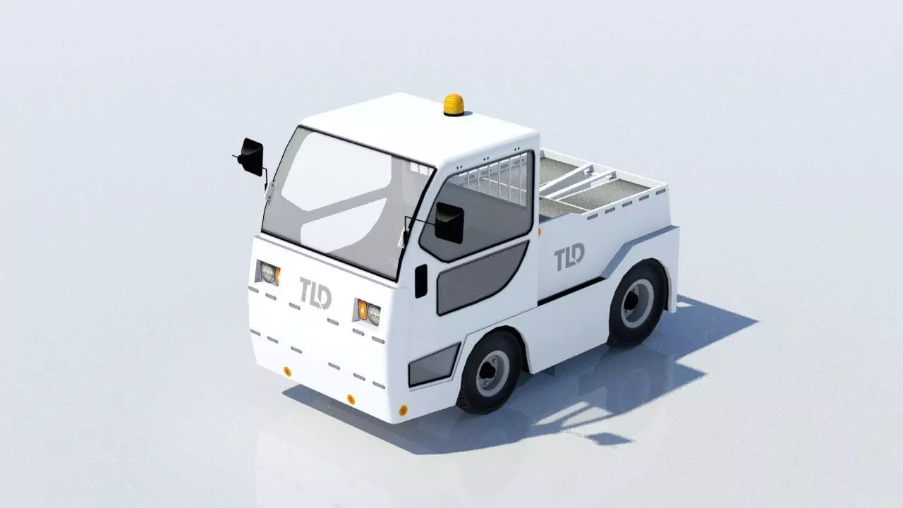 Small JET 16  bagagge tractor static low poly ground equipment Low-poly 3D model_0