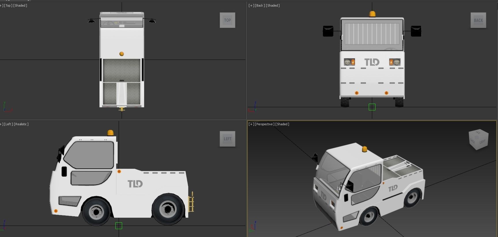 Small JET 16  bagagge tractor static low poly ground equipment Low-poly 3D model_4