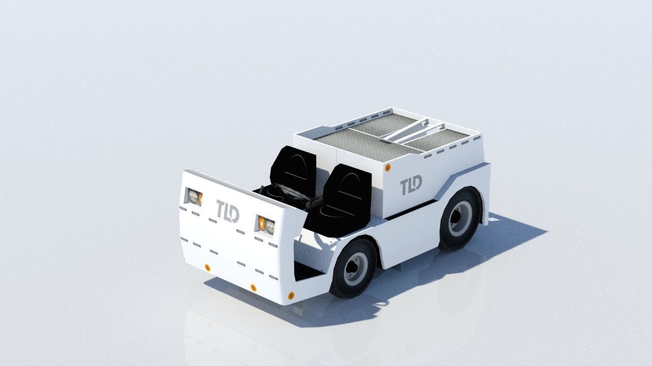 Small JET 16  bagagge tractor static low poly ground equipment Low-poly 3D model_1