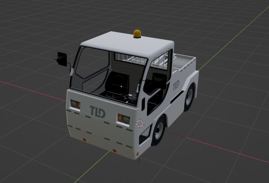 Small JET 16  bagagge tractor static low poly ground equipment Low-poly 3D model_5