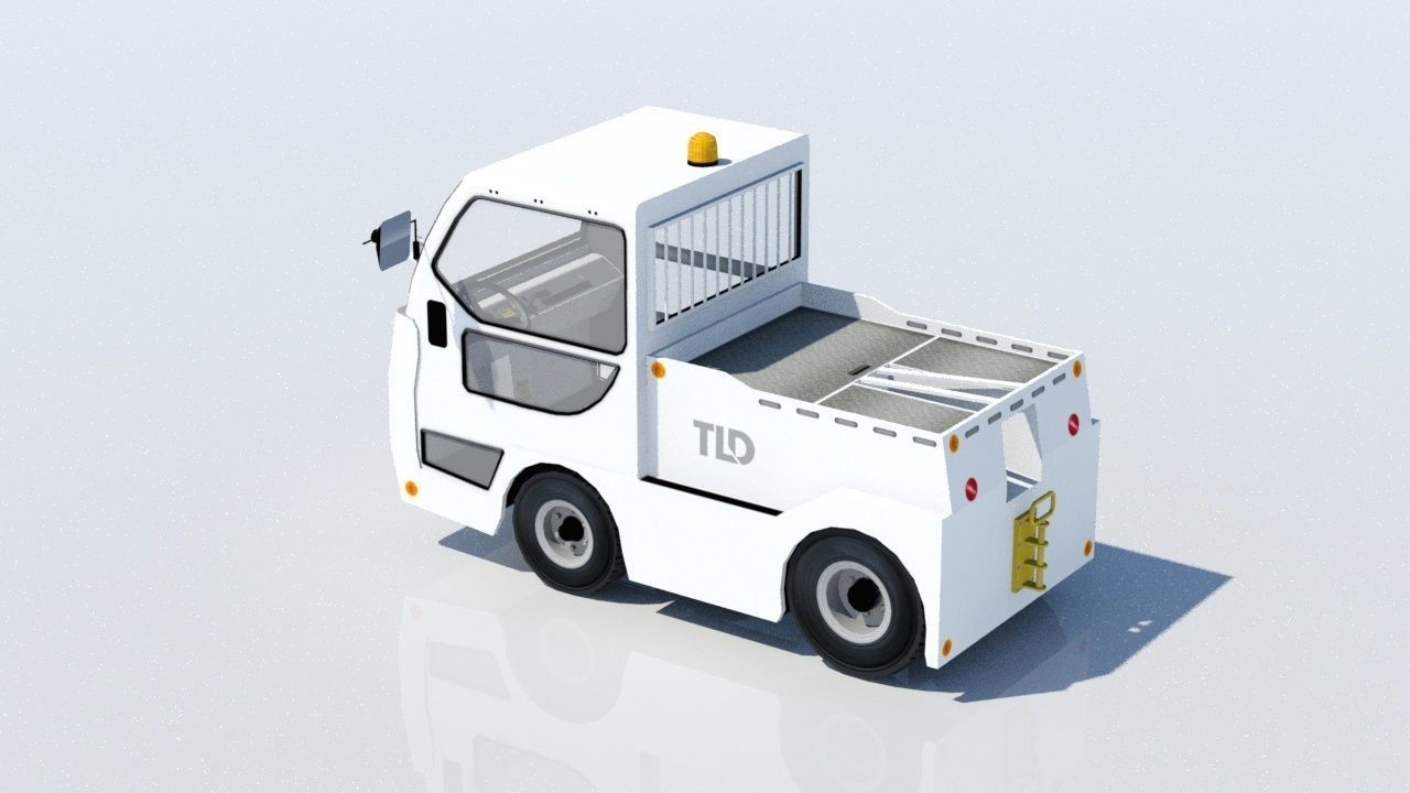 Small JET 16  bagagge tractor static low poly ground equipment Low-poly 3D model_2