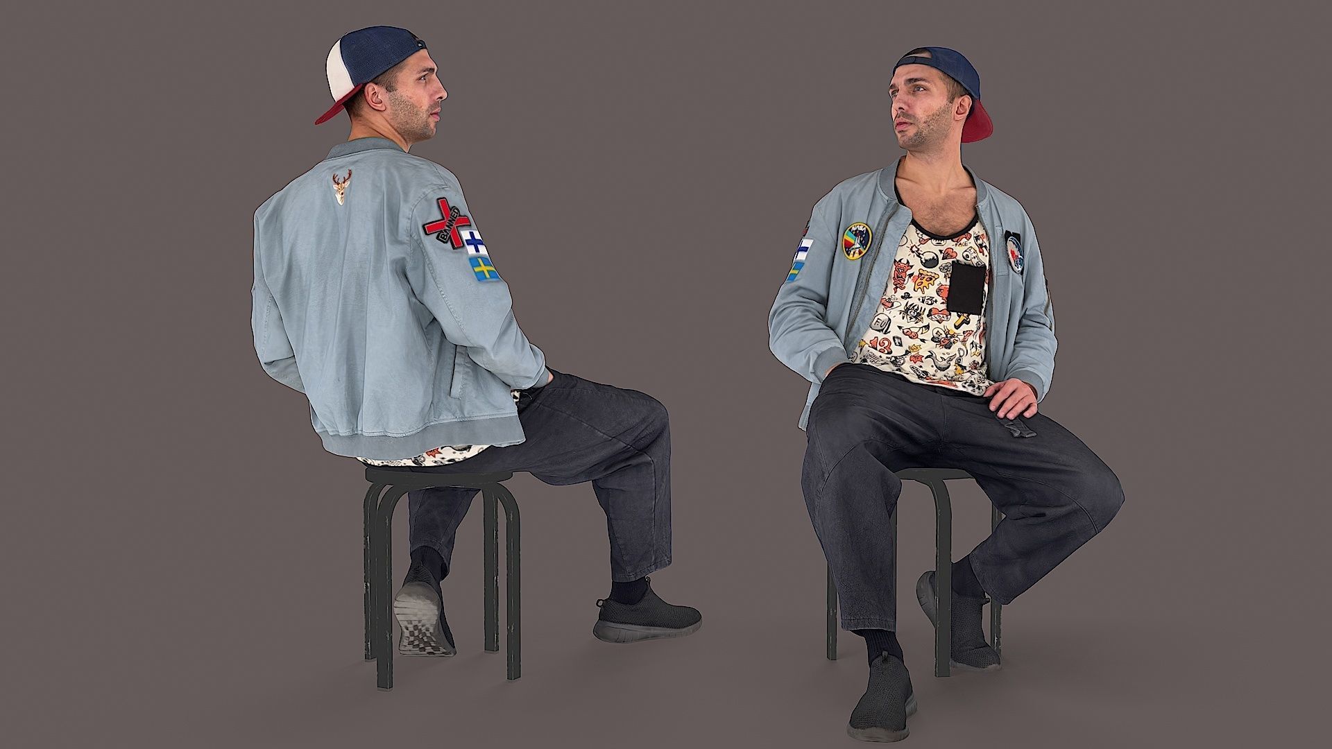 Urban Chill Boy in Casual Pose with Stylish Outfit 3D model_1