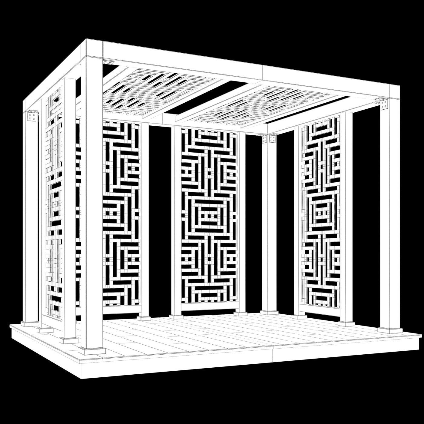 Modern pattern gazebo  3D model_5