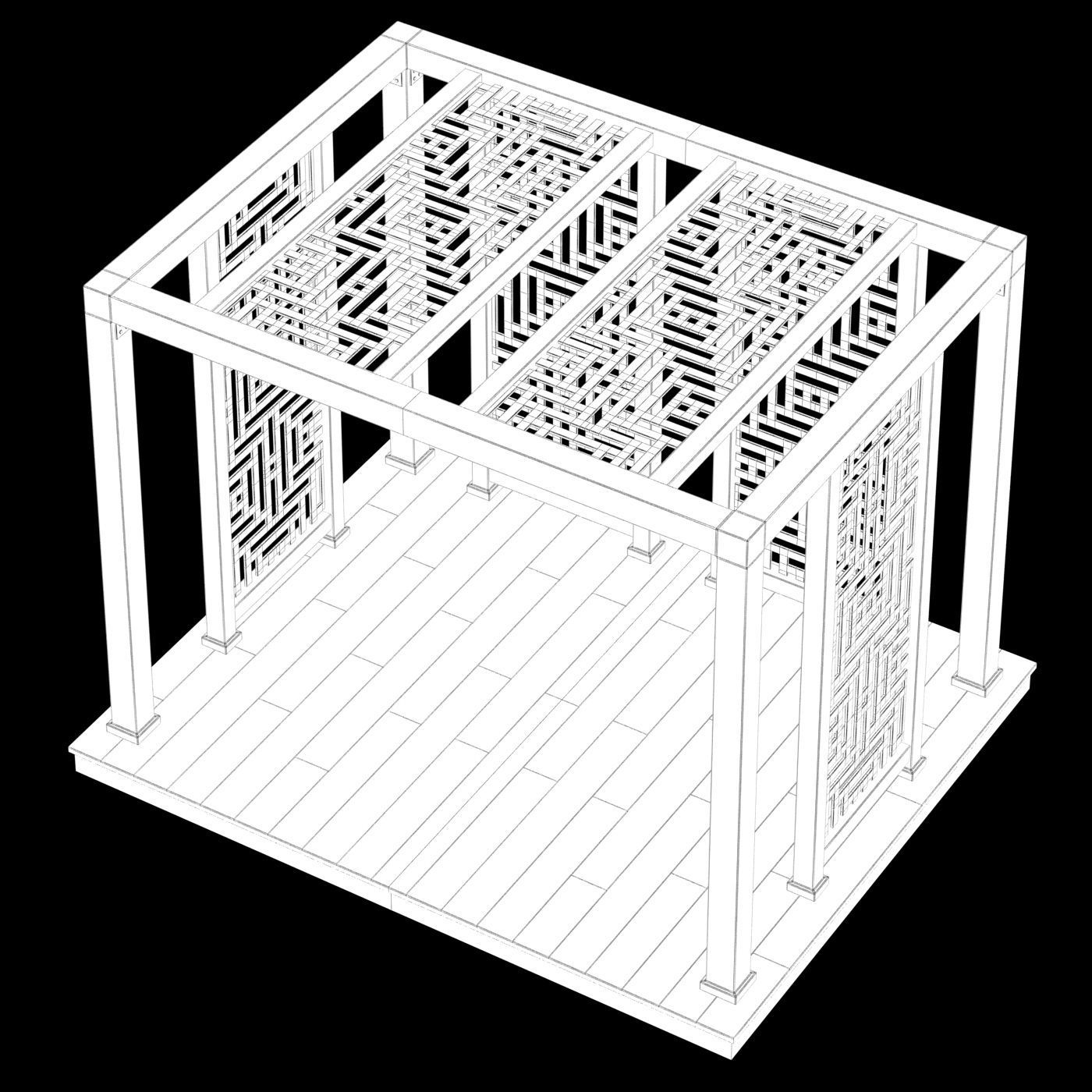 Modern pattern gazebo  3D model_2