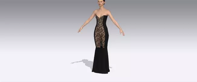 Dress lace detail fabric Low-poly 3D model