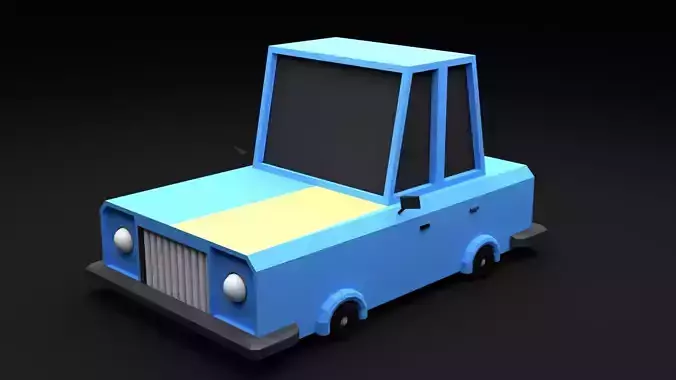 Low Poly Car 3D Model Blue-Yellow Car