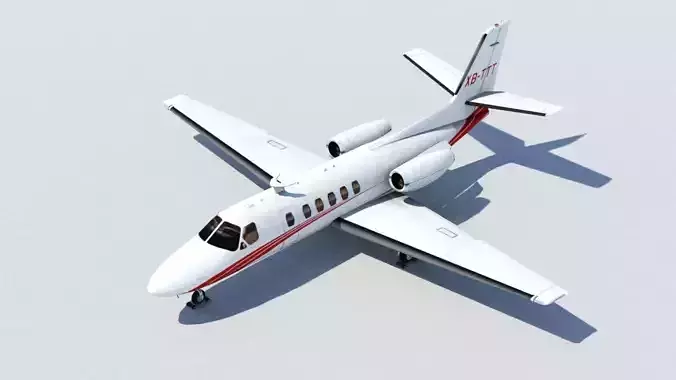 Cessna CITATION C550 Static low poly  Blank business jet GA Low-poly 3D model