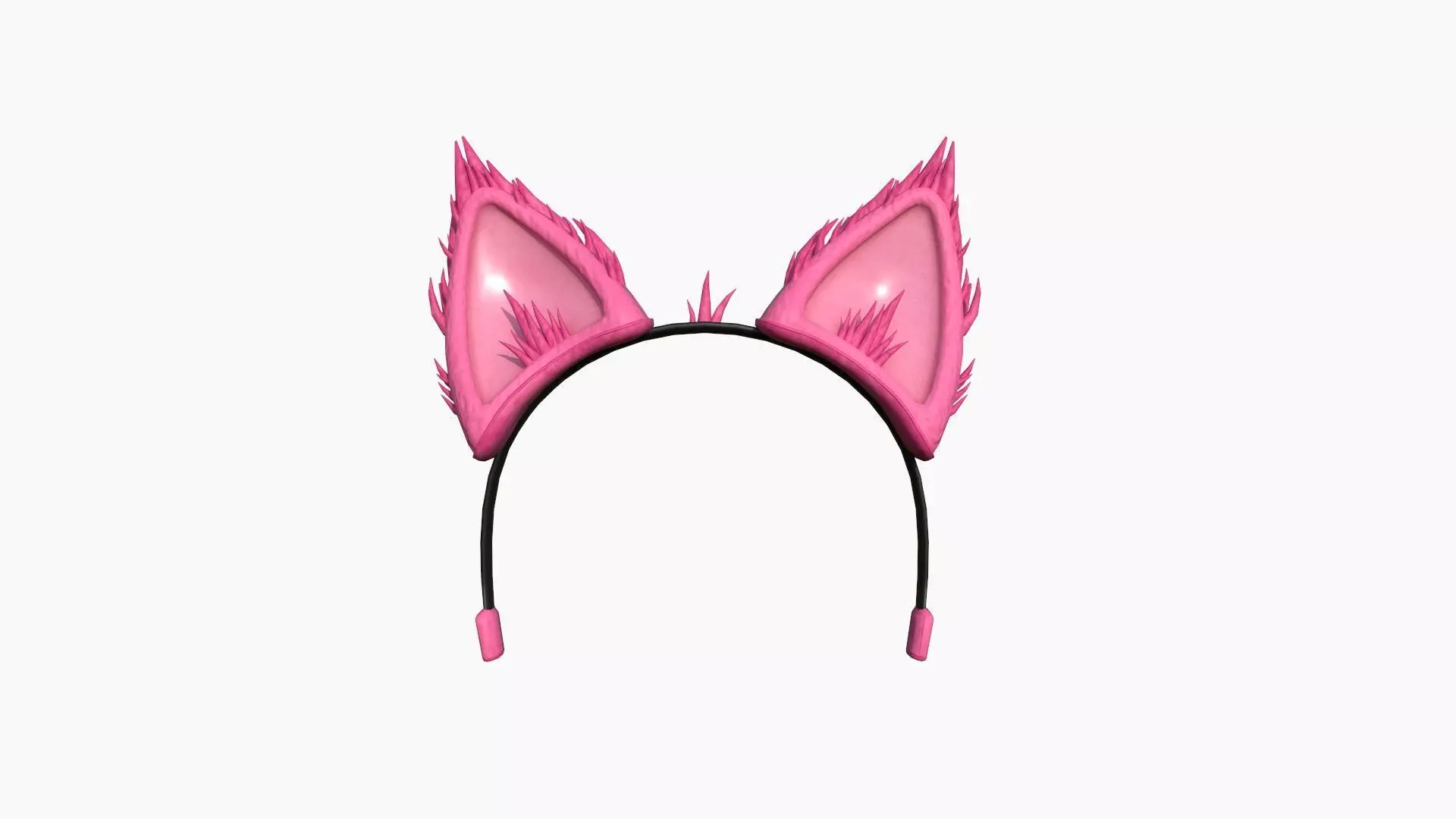 Furry Ears Tiara A02 Pink - Headband Character Design Low-poly 3D model_0