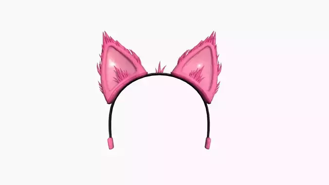 Furry Ears Tiara A02 Pink - Headband Character Design Low-poly 3D model