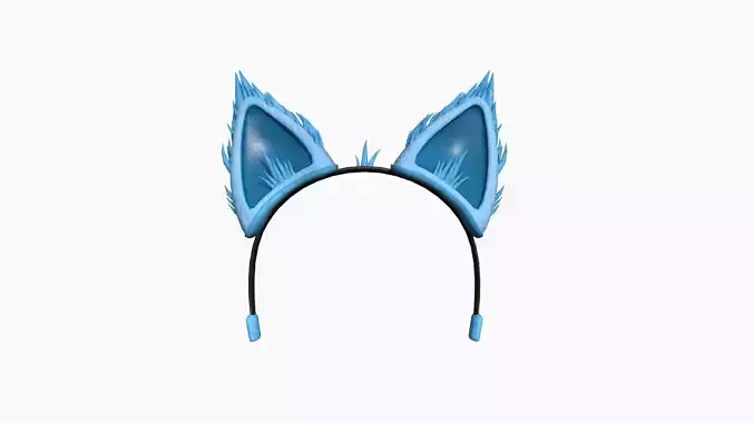 Furry Ears Tiara A03 Blue - Headband Character Design Low-poly 3D model