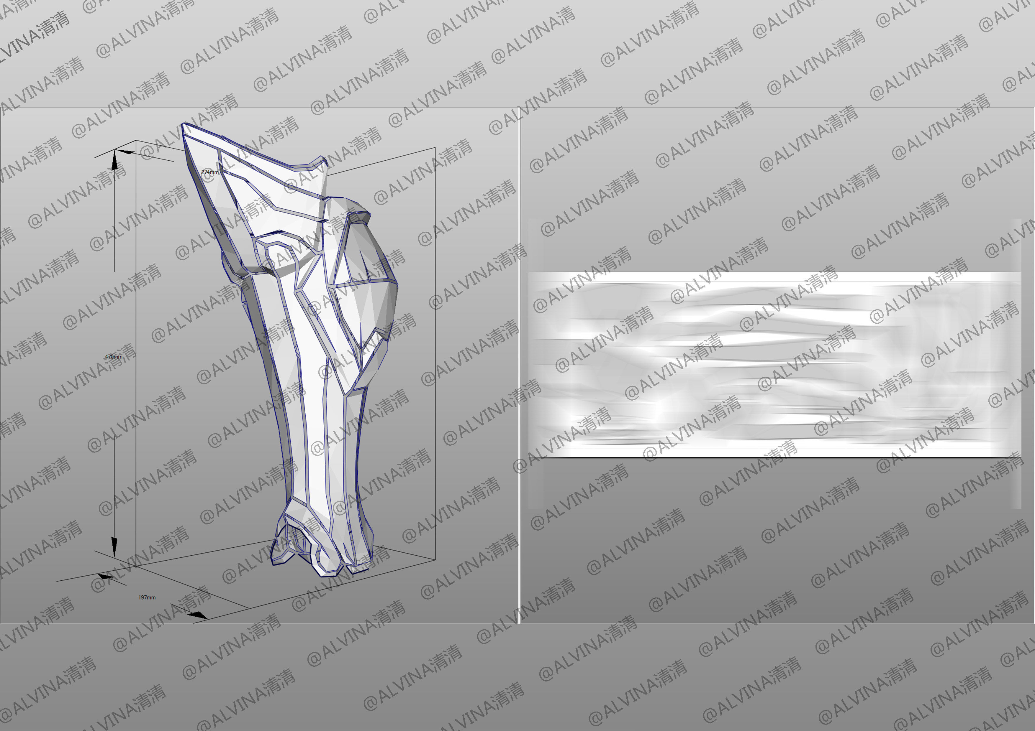 Overwatch Genji Baihu- Cosplay Pepakura Foam Template Low-poly 3D model_14