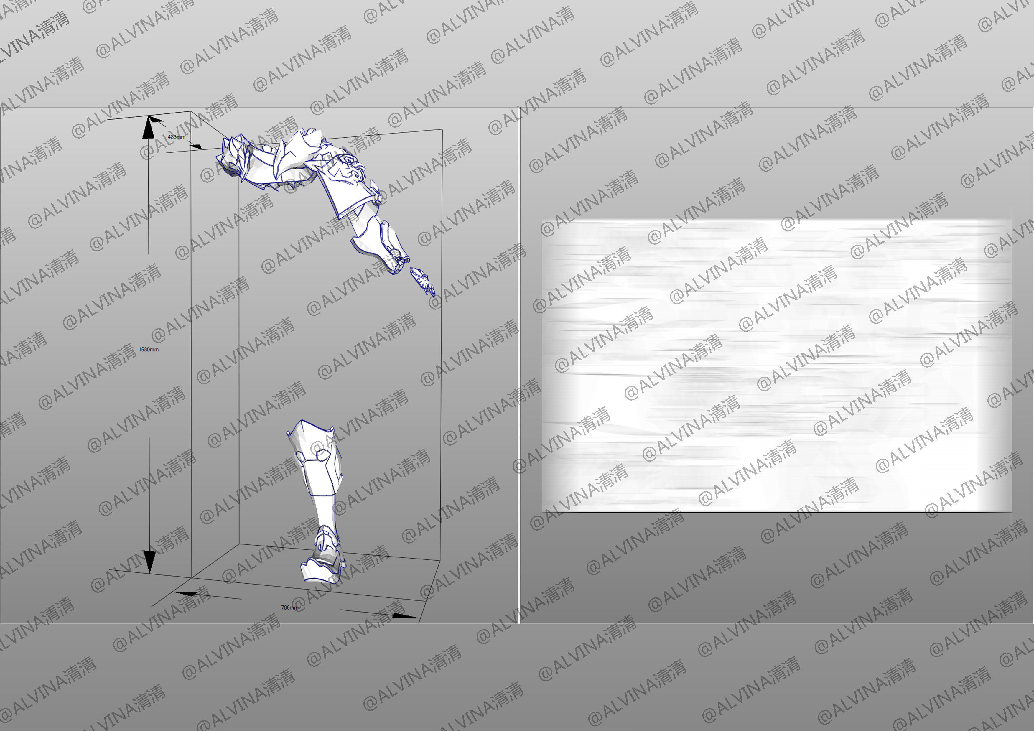 Overwatch Genji Baihu- Cosplay Pepakura Foam Template Low-poly 3D model_23