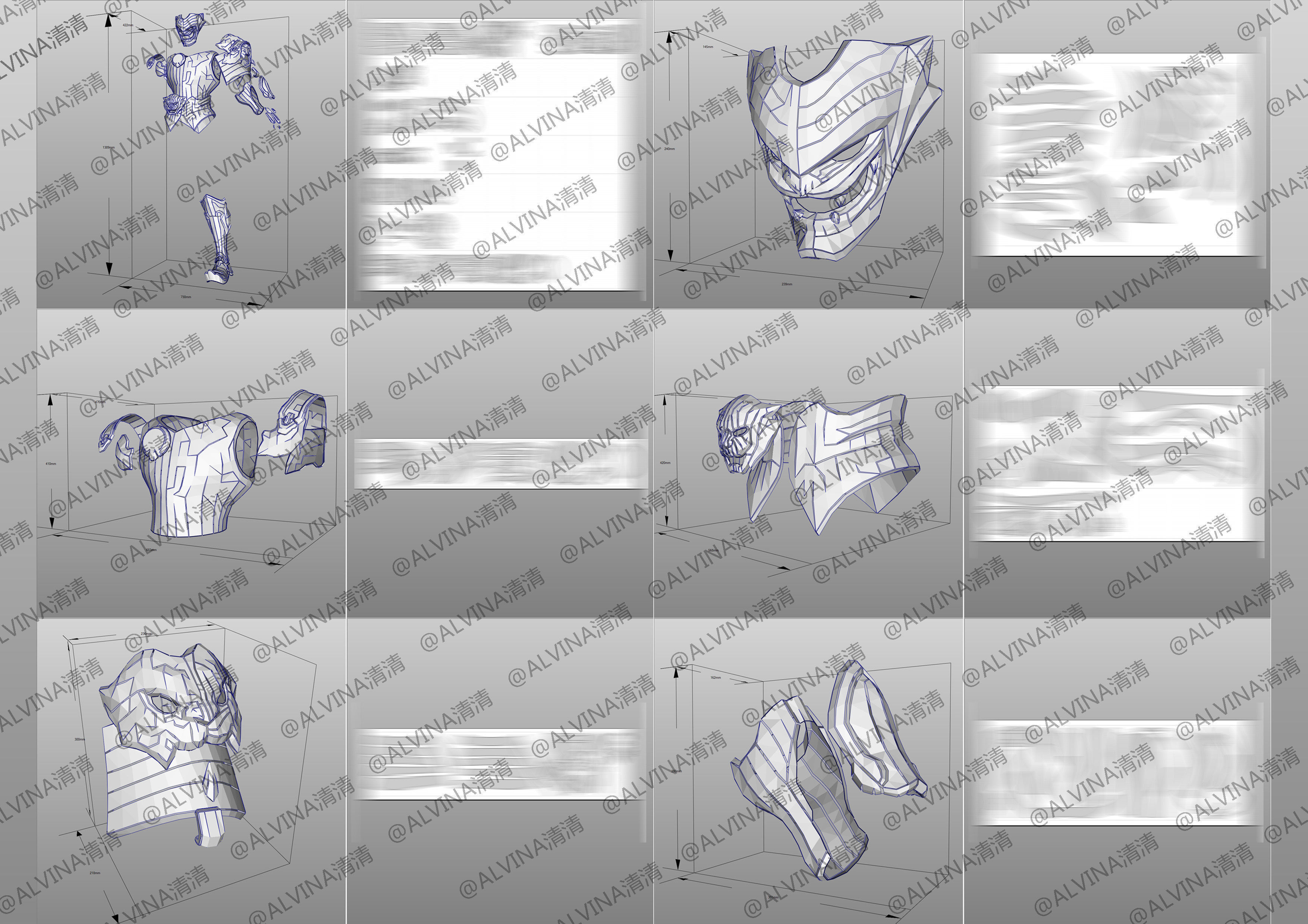 Overwatch Genji Baihu- Cosplay Pepakura Foam Template Low-poly 3D model_5