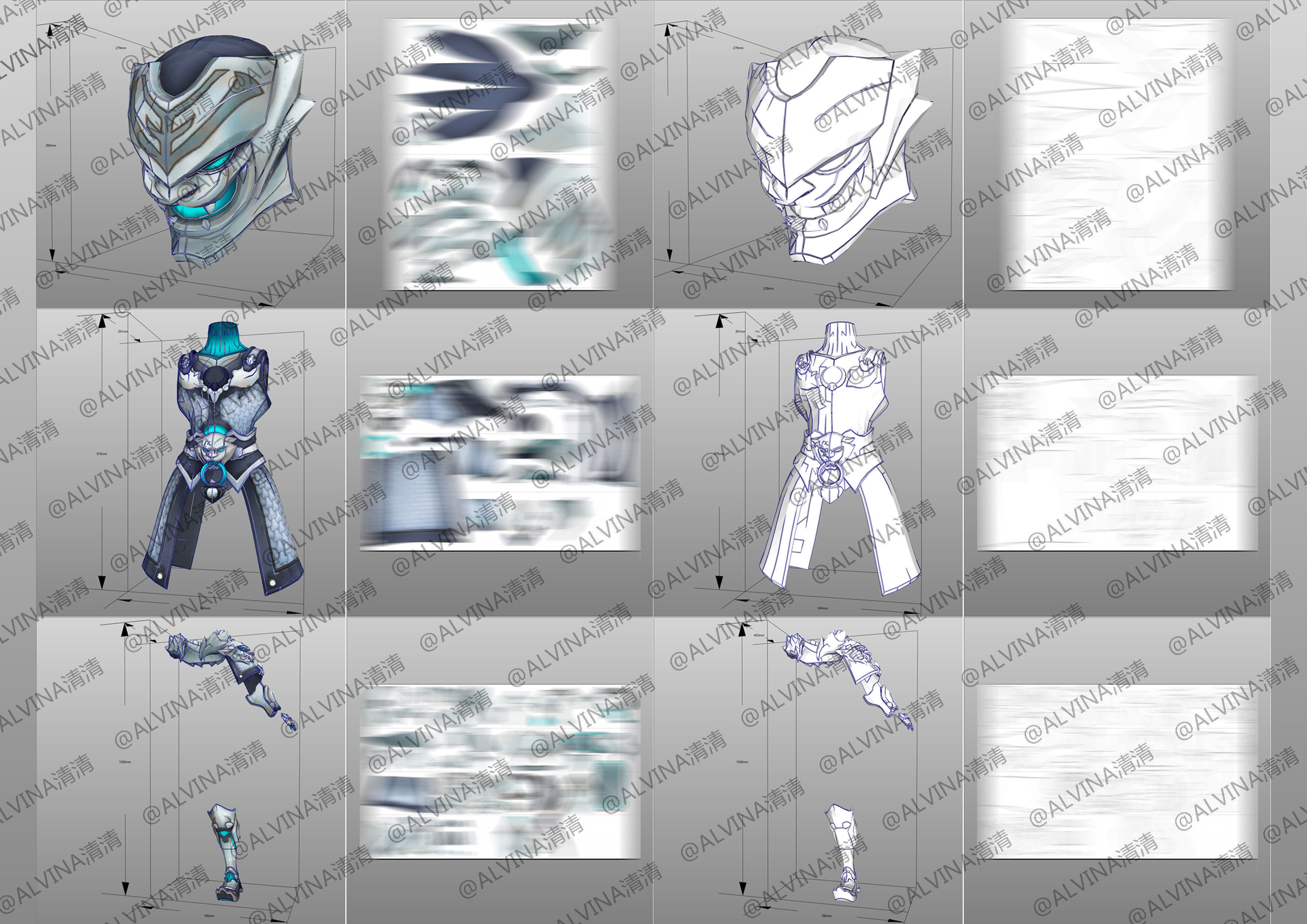 Overwatch Genji Baihu- Cosplay Pepakura Foam Template Low-poly 3D model_4