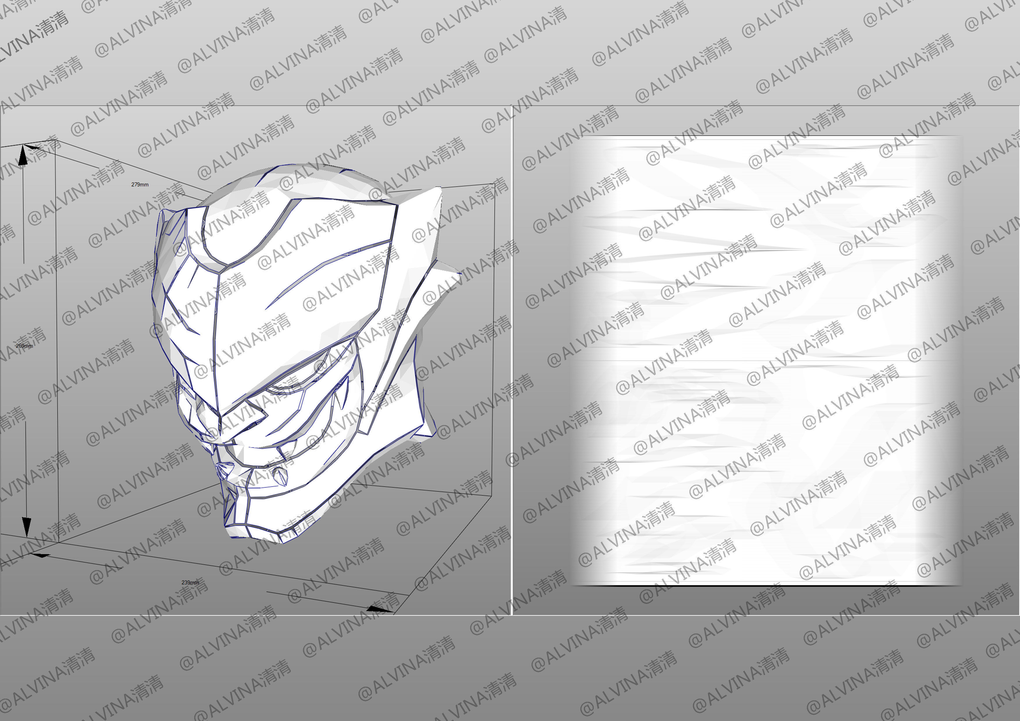 Overwatch Genji Baihu- Cosplay Pepakura Foam Template Low-poly 3D model_19