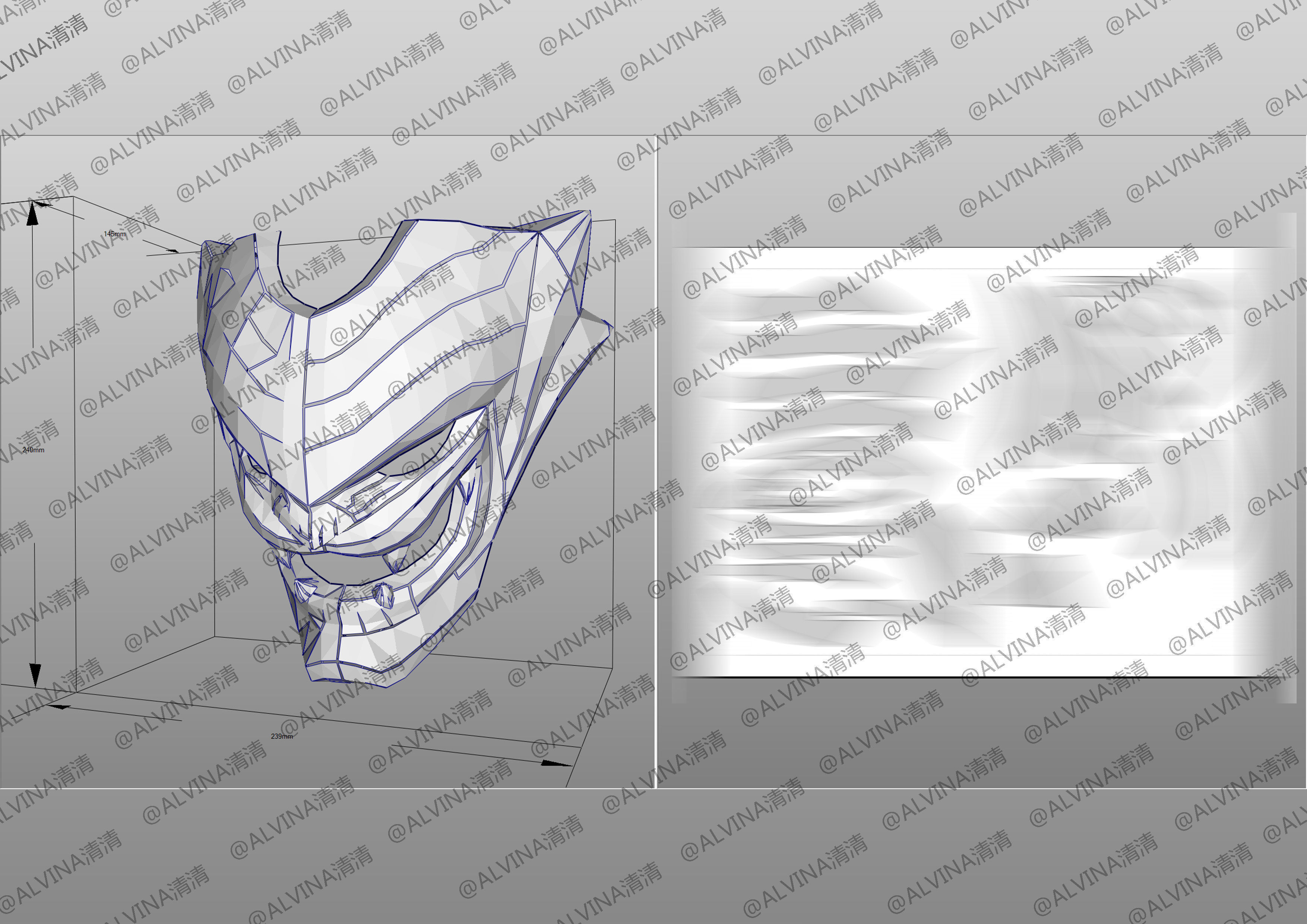 Overwatch Genji Baihu- Cosplay Pepakura Foam Template Low-poly 3D model_8