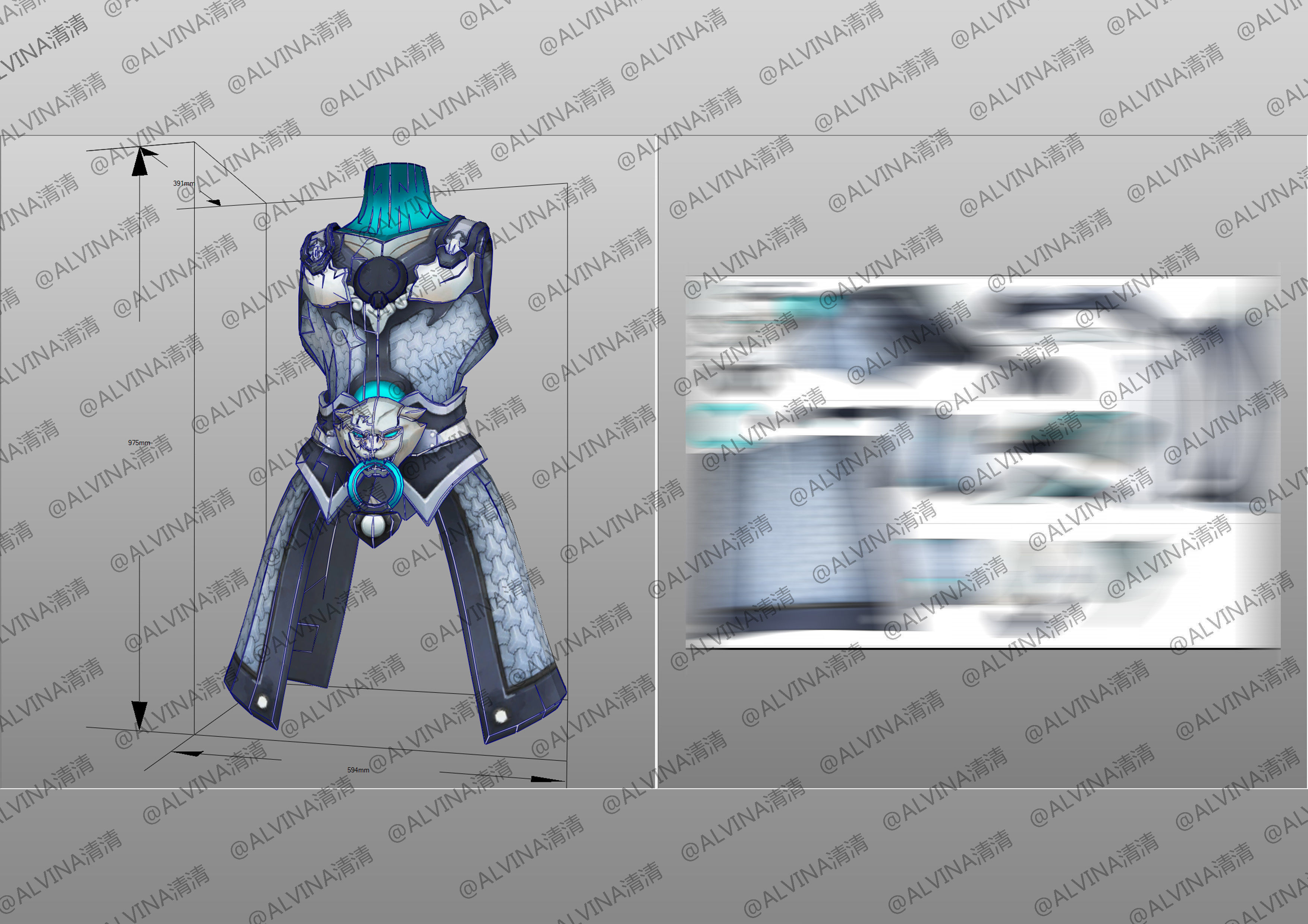 Overwatch Genji Baihu- Cosplay Pepakura Foam Template Low-poly 3D model_20