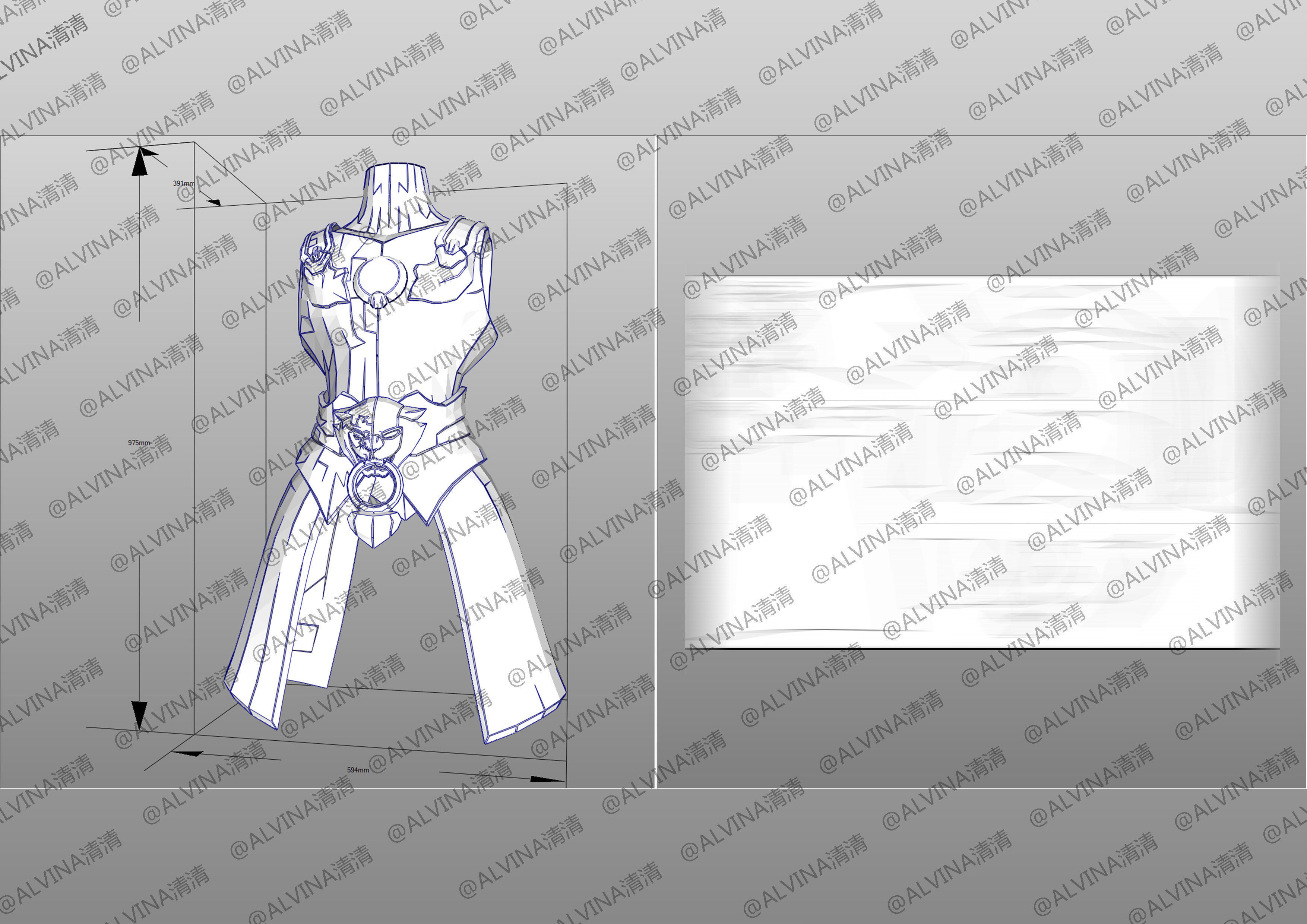 Overwatch Genji Baihu- Cosplay Pepakura Foam Template Low-poly 3D model_21