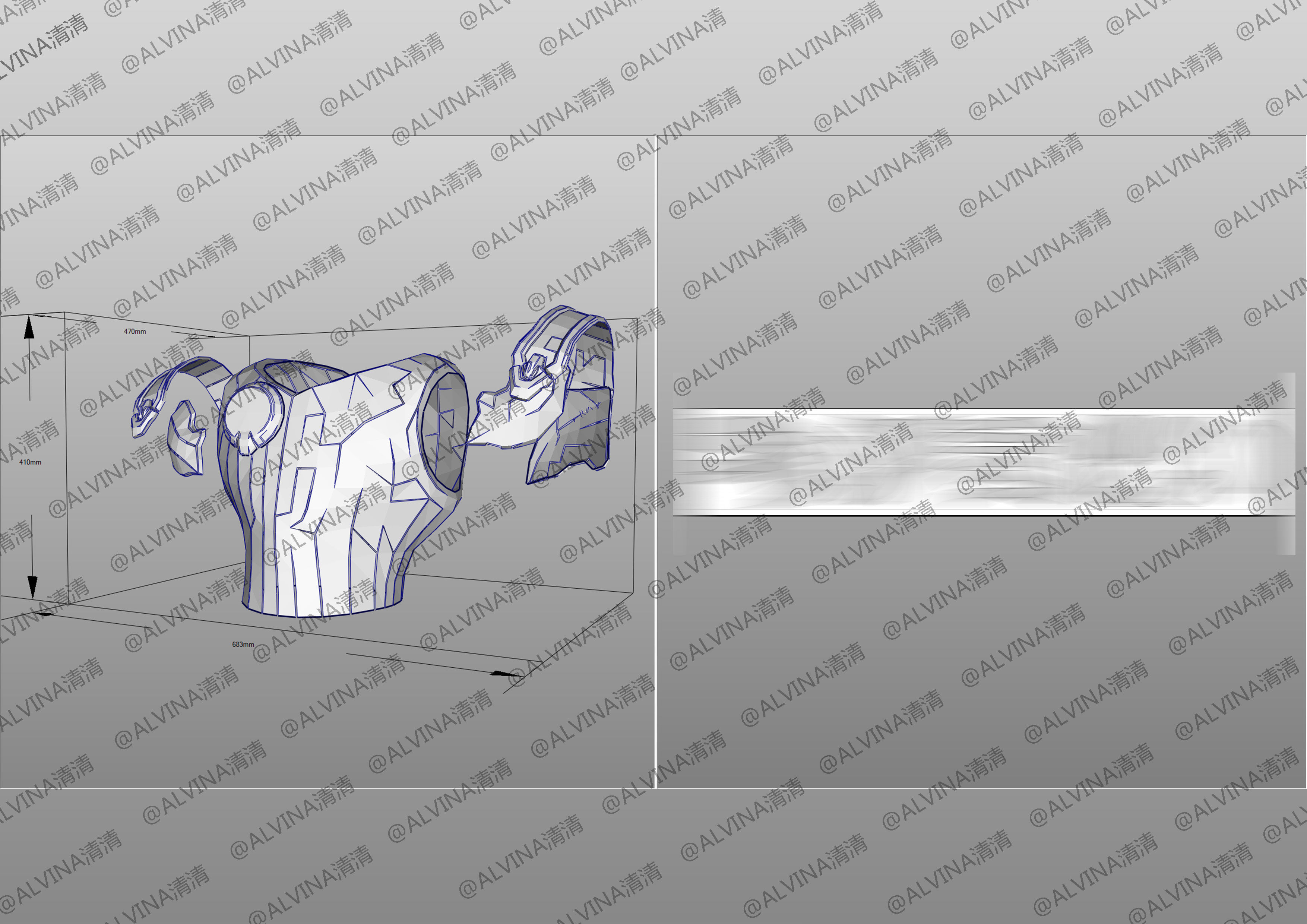 Overwatch Genji Baihu- Cosplay Pepakura Foam Template Low-poly 3D model_9