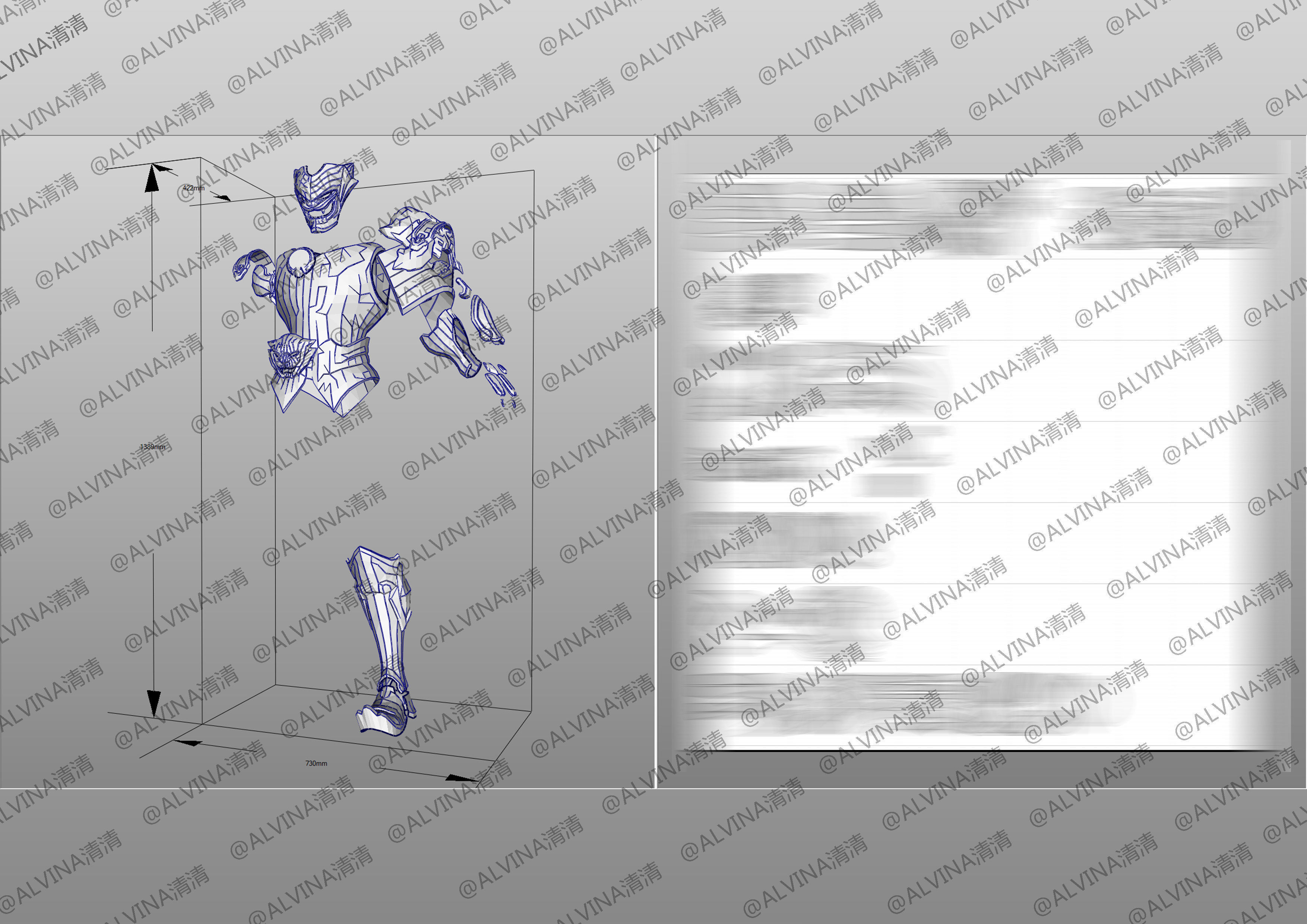 Overwatch Genji Baihu- Cosplay Pepakura Foam Template Low-poly 3D model_7