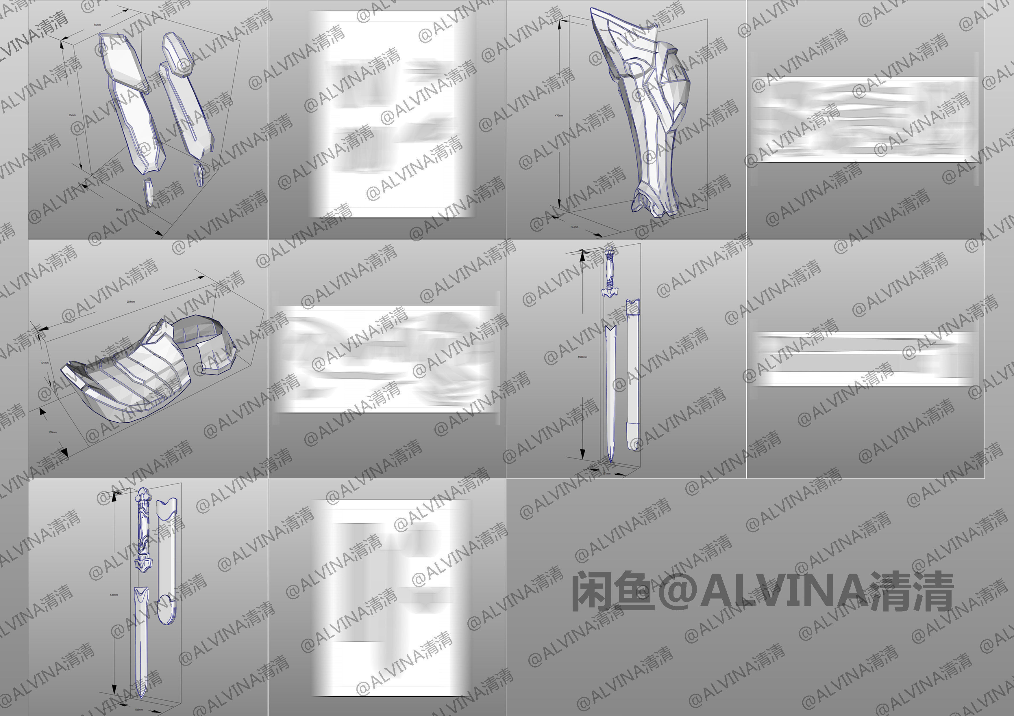 Overwatch Genji Baihu- Cosplay Pepakura Foam Template Low-poly 3D model_6