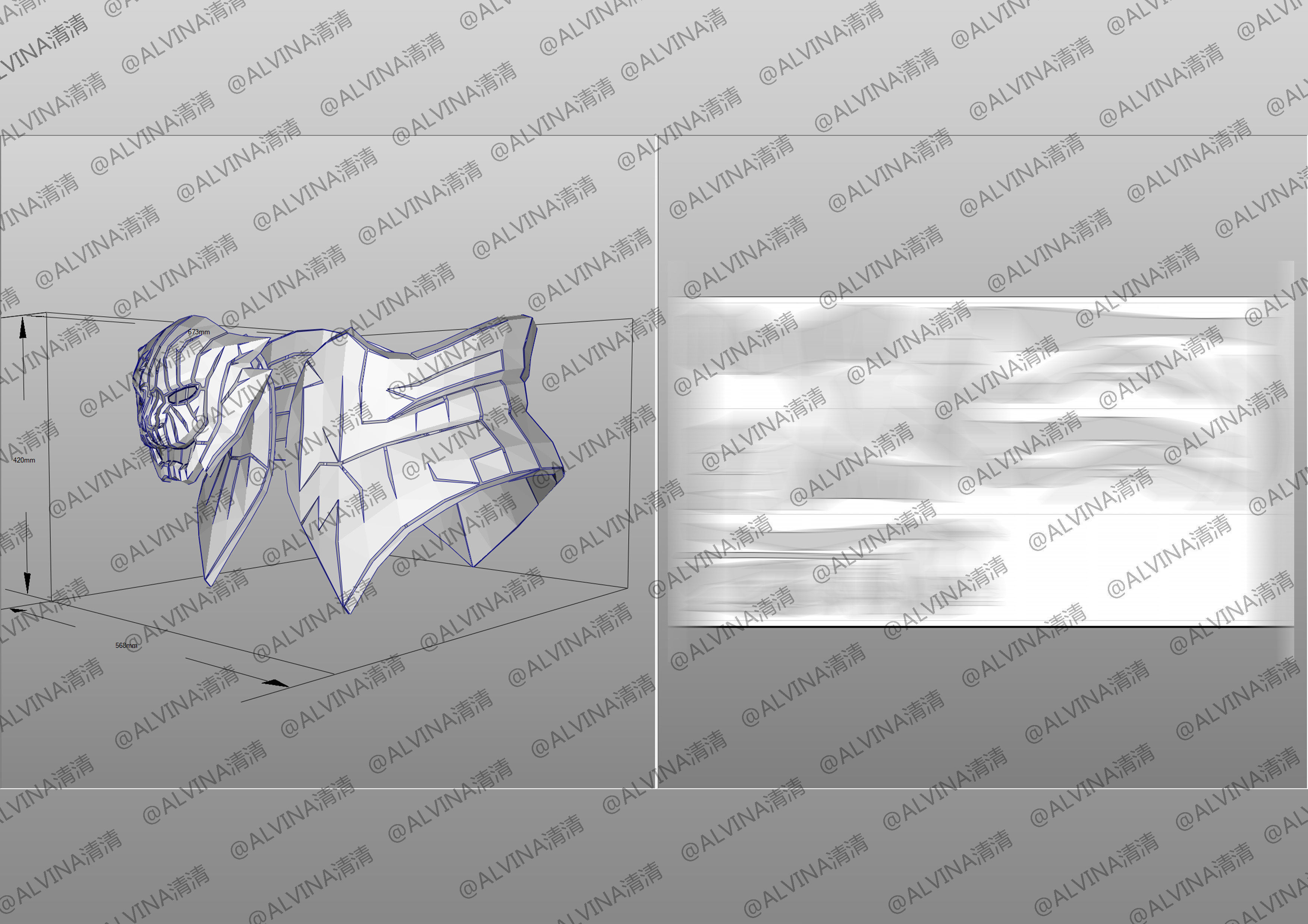 Overwatch Genji Baihu- Cosplay Pepakura Foam Template Low-poly 3D model_10