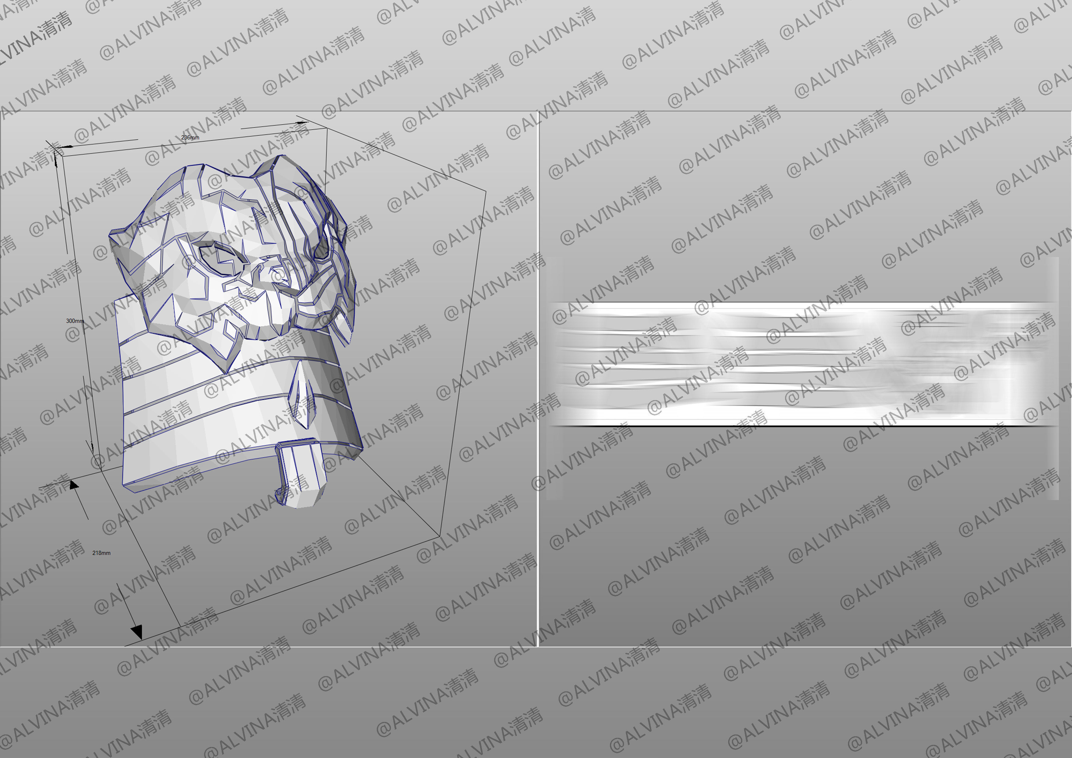 Overwatch Genji Baihu- Cosplay Pepakura Foam Template Low-poly 3D model_11