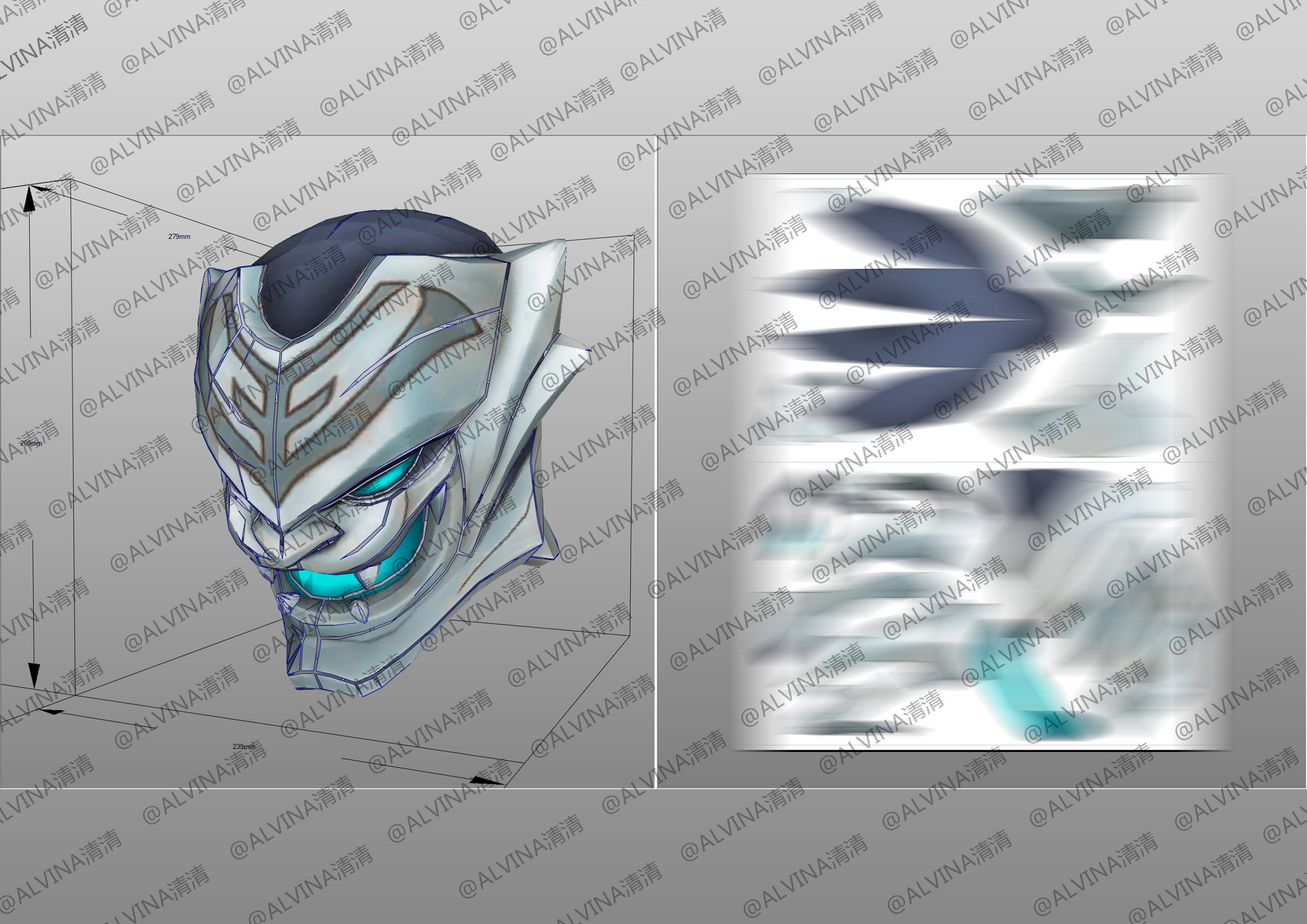 Overwatch Genji Baihu- Cosplay Pepakura Foam Template Low-poly 3D model_18
