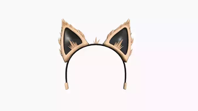 Furry Ears Tiara A04 Beige - Headband Character Design Low-poly 3D model